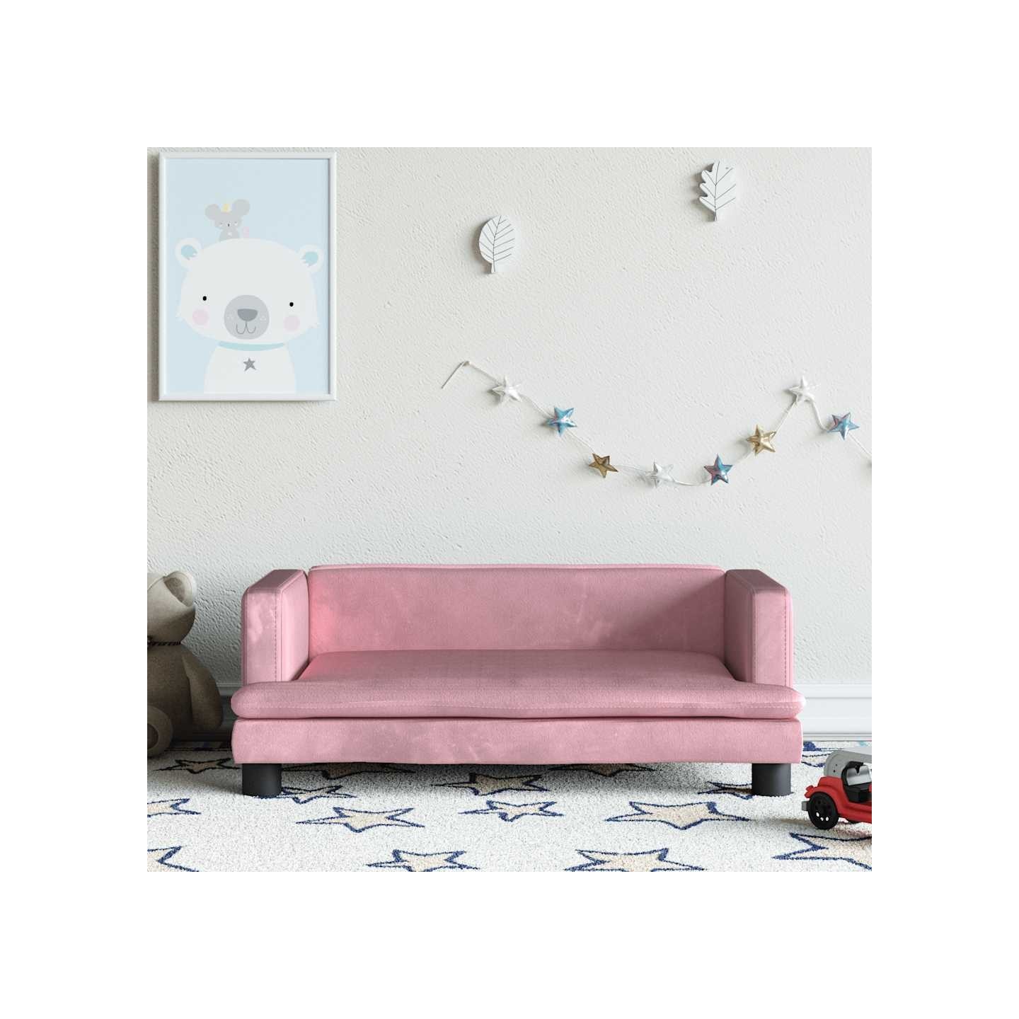 Canapé pour enfants rose 80x45x30 cm velours