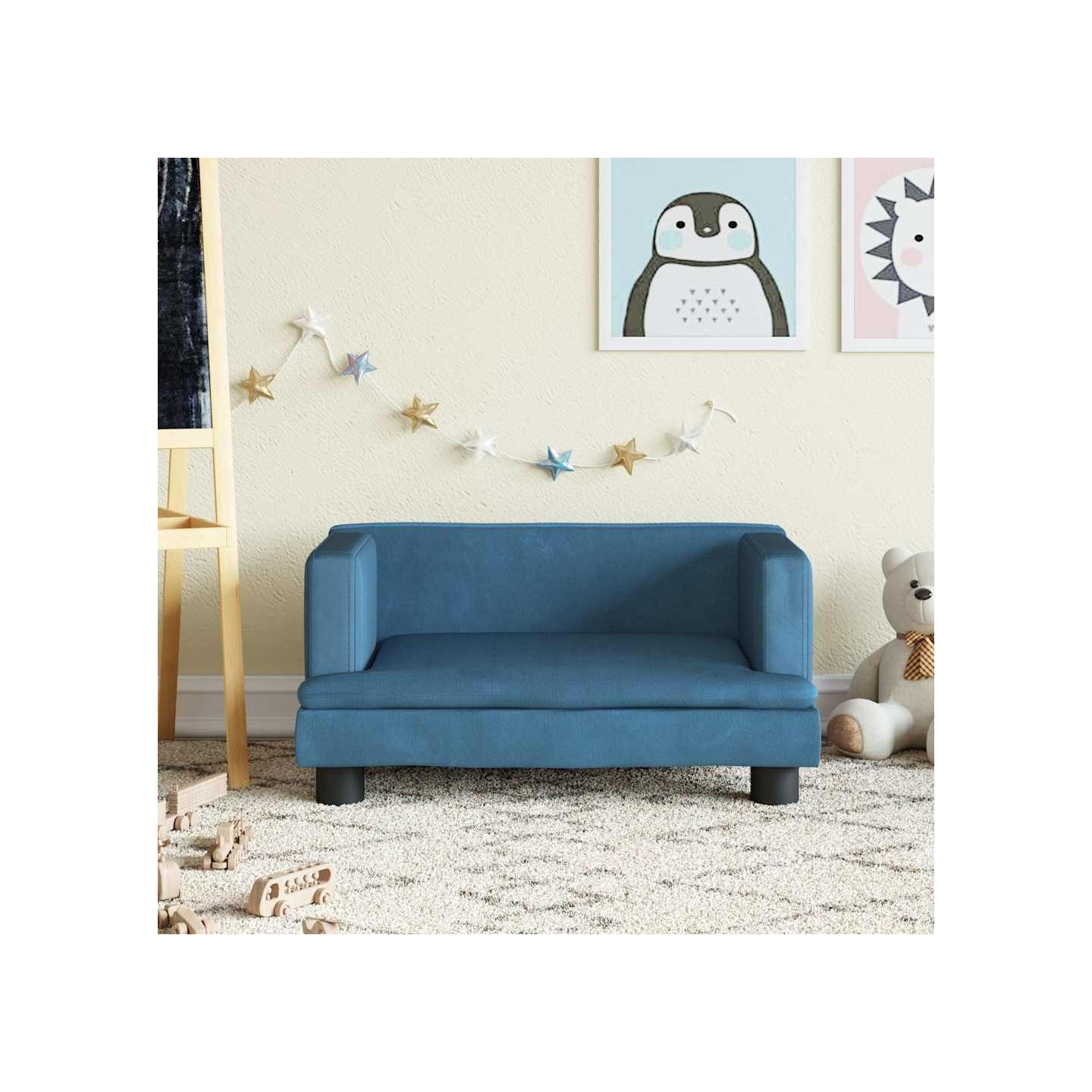Canapé pour enfants bleu 60x40x30 cm velours