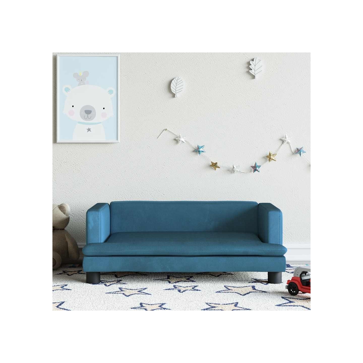 Canapé pour enfants bleu 80x45x30 cm velours
