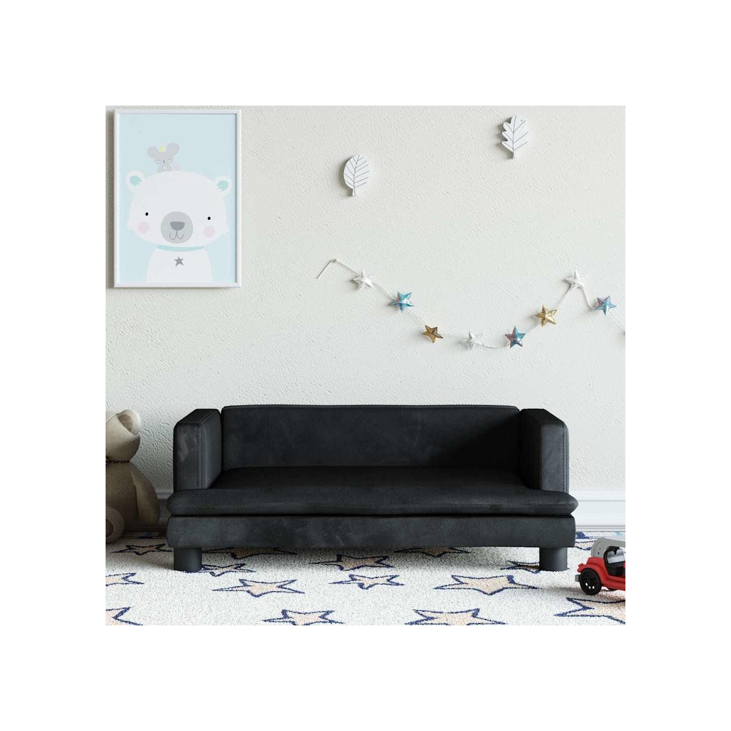 Canapé pour enfants noir 80x45x30 cm velours