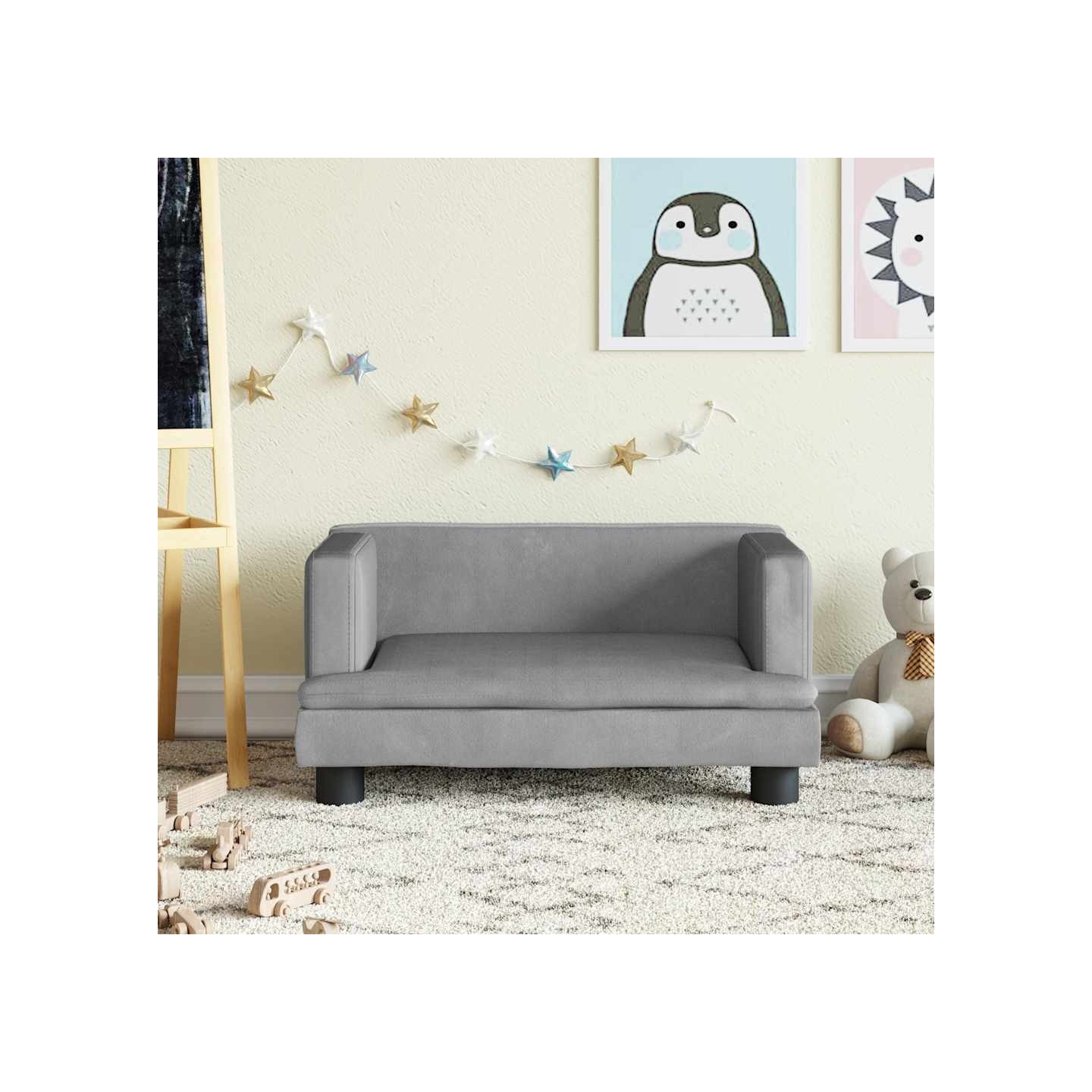 Canapé pour enfants gris clair 60x40x30 cm velours