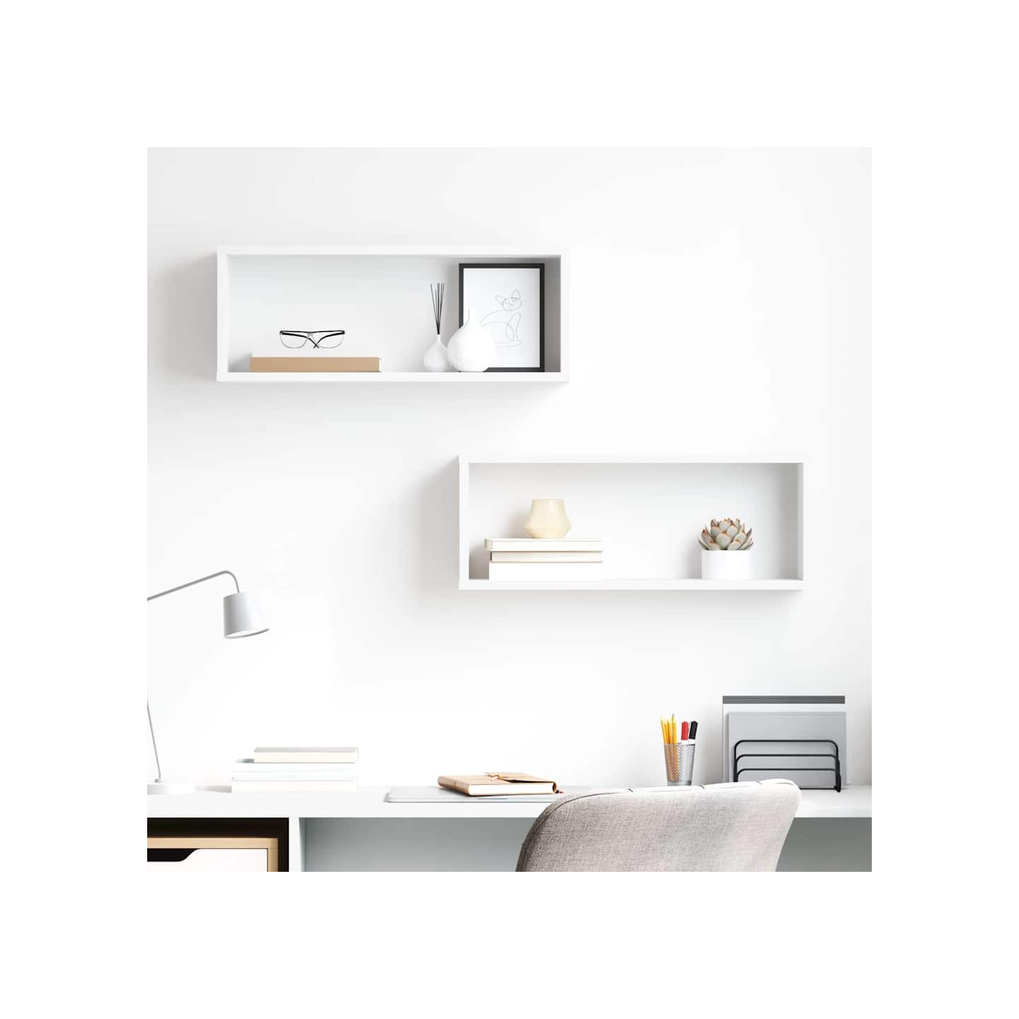 Étagères murales cube 2 pcs Blanc 60x15x23 cm Bois d’ingénierie