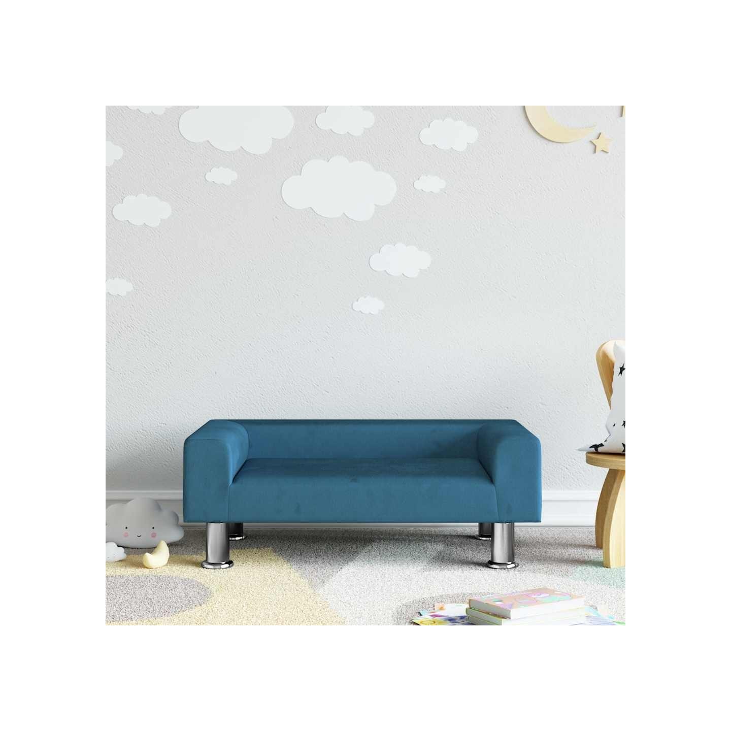 Canapé pour enfants bleu 70x45x26,5 cm velours