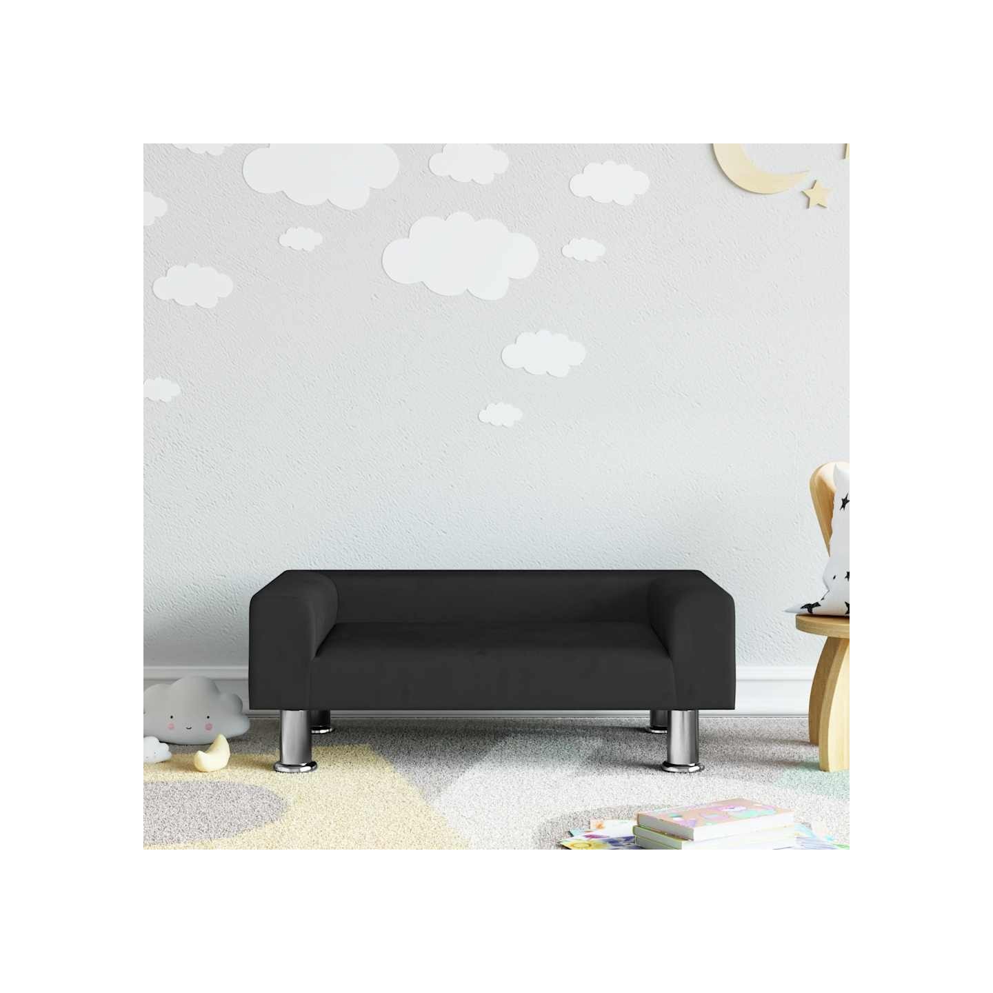 Canapé pour enfants noir 70x45x26,5 cm velours