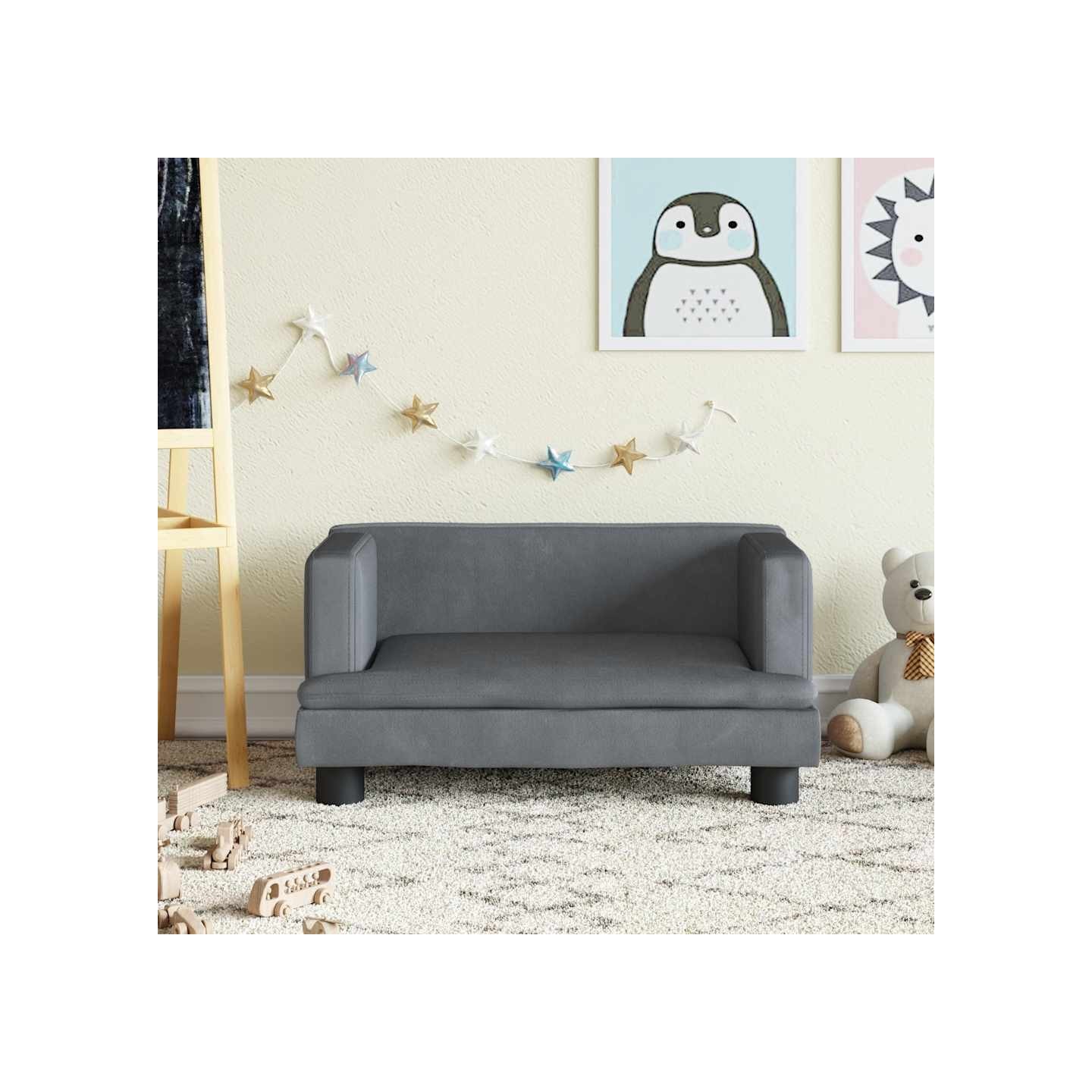 Canapé pour enfants gris foncé 60x40x30 cm velours