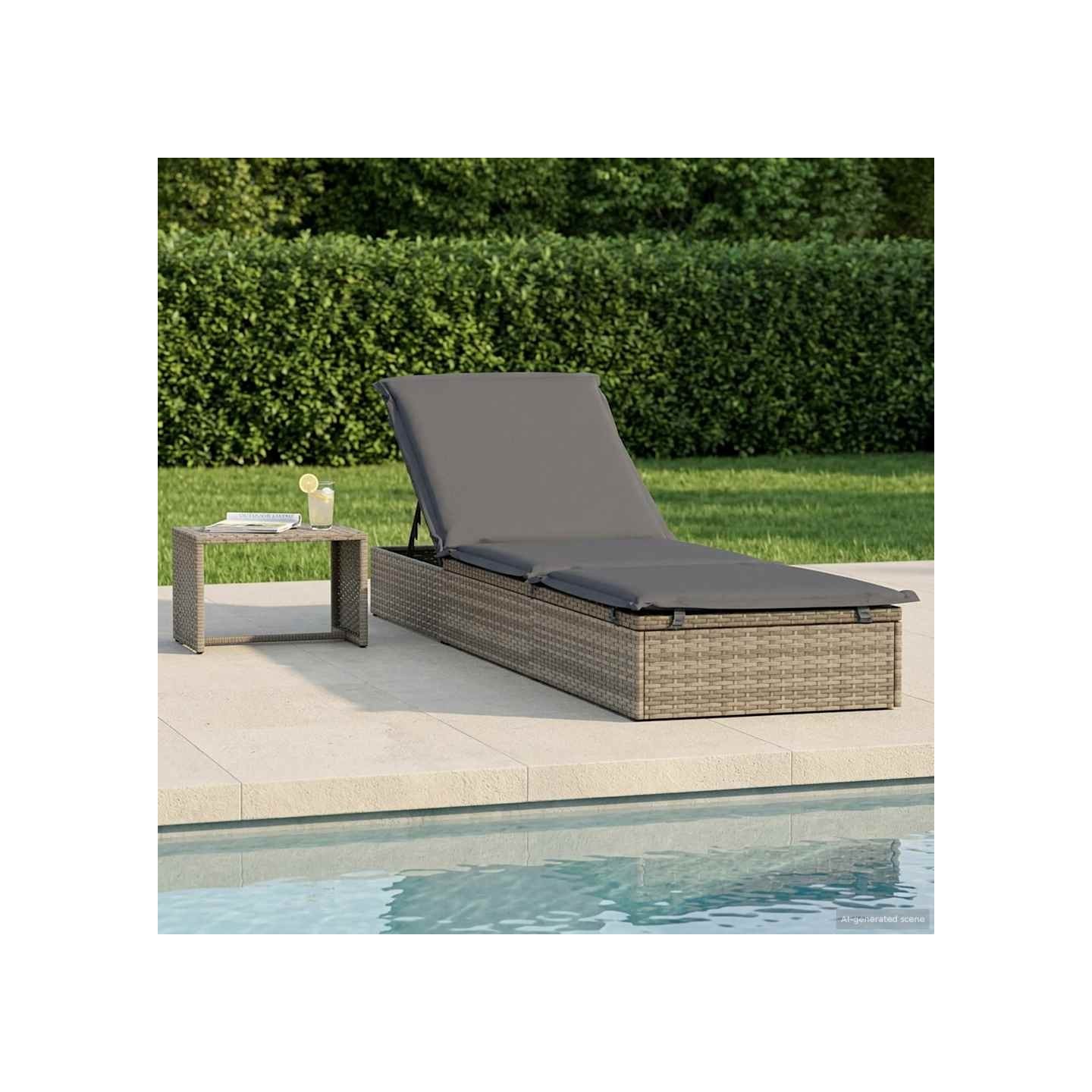 Transat 1 pc avec table gris résine tressée