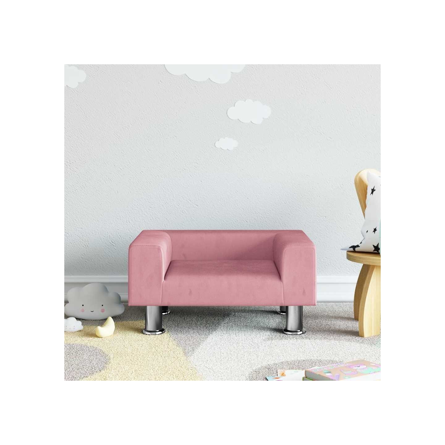 Canapé pour enfants rose 50x40x26,5 cm velours