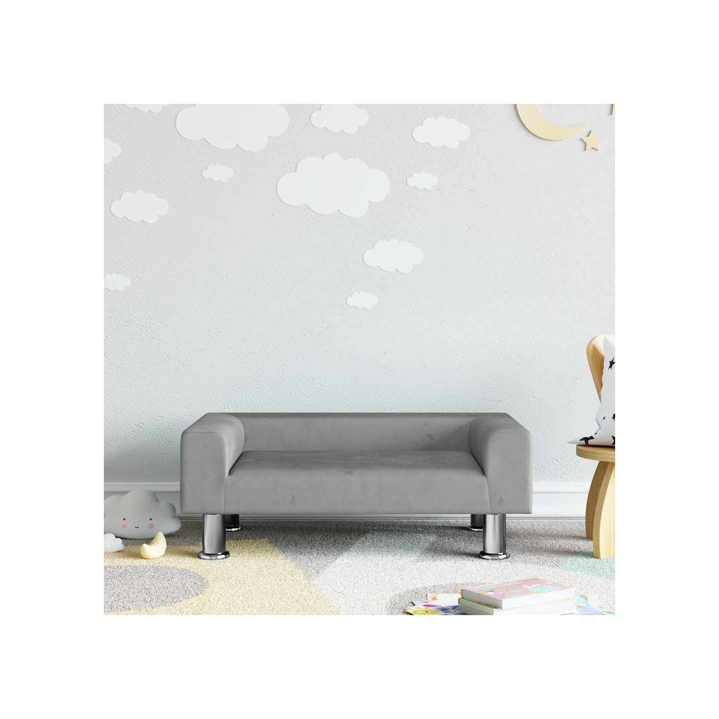 Canapé pour enfants gris clair 70x45x26,5 cm velours