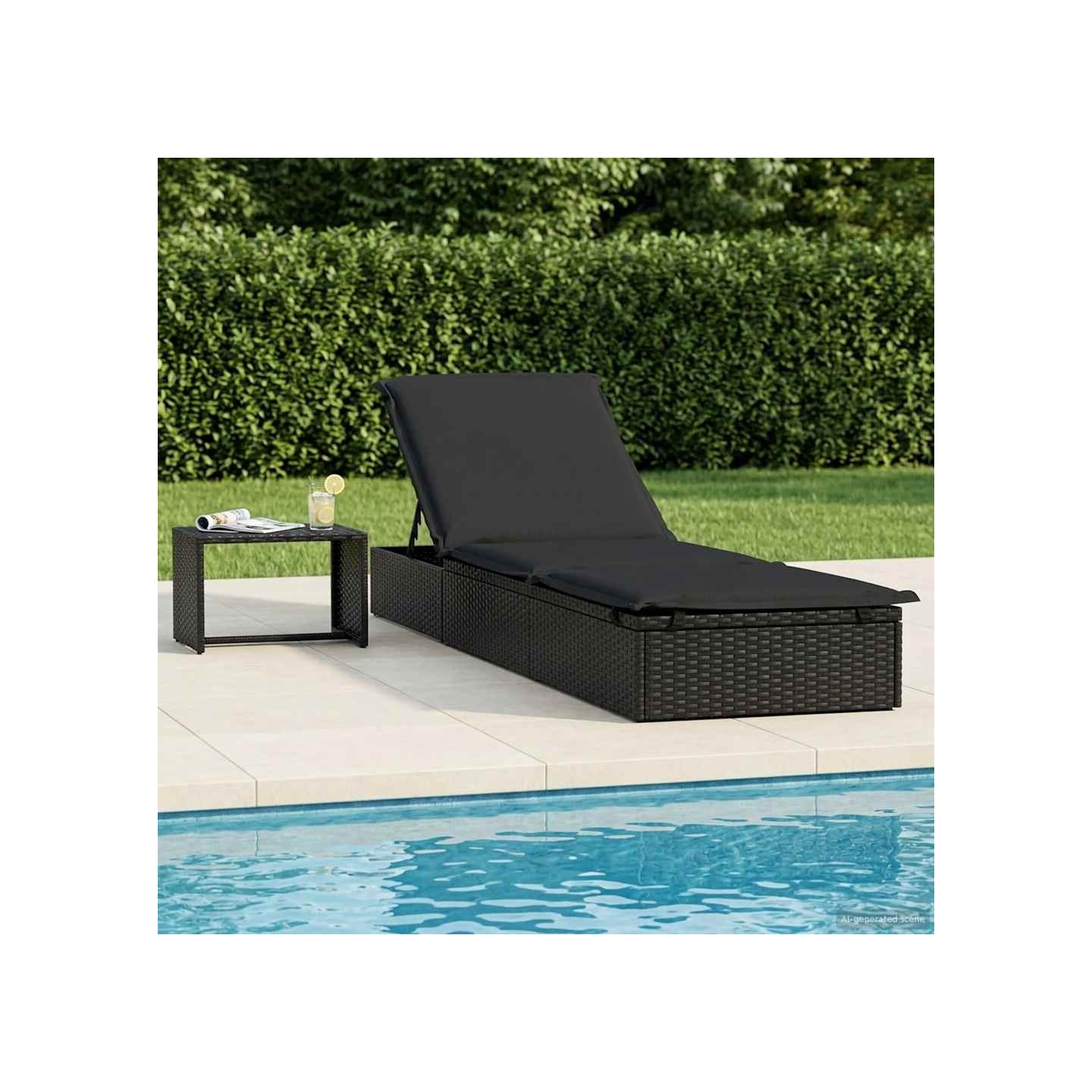 Transat 1 pc avec table noir résine tressée
