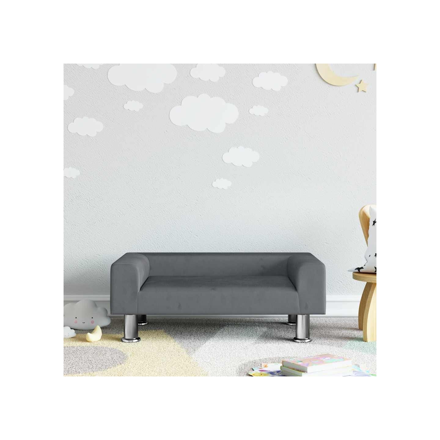 Canapé pour enfants gris foncé 70x45x26,5 cm velours