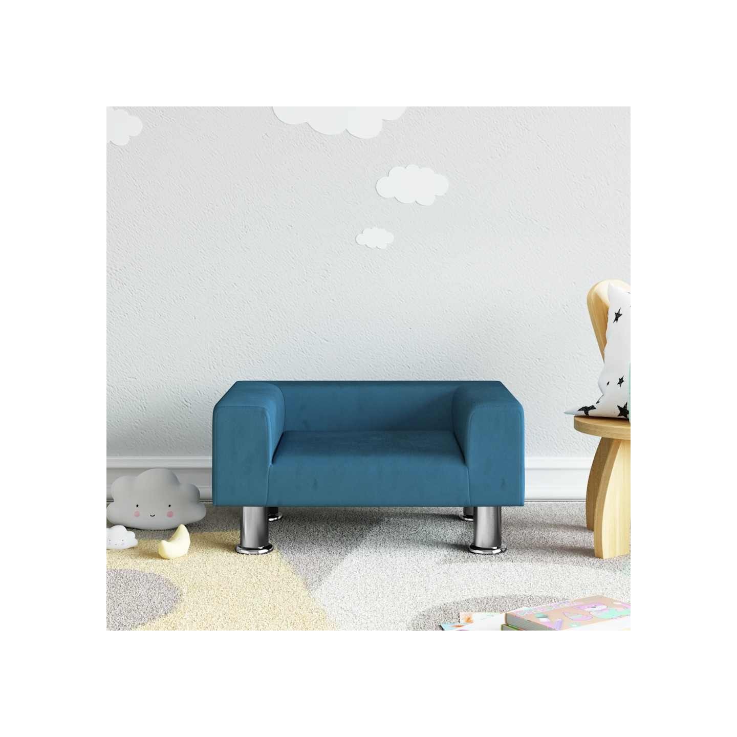 Canapé pour enfants bleu 50x40x26,5 cm velours