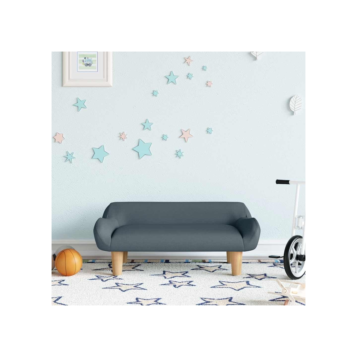 Canapé pour enfants gris foncé 70x40x24 cm tissu