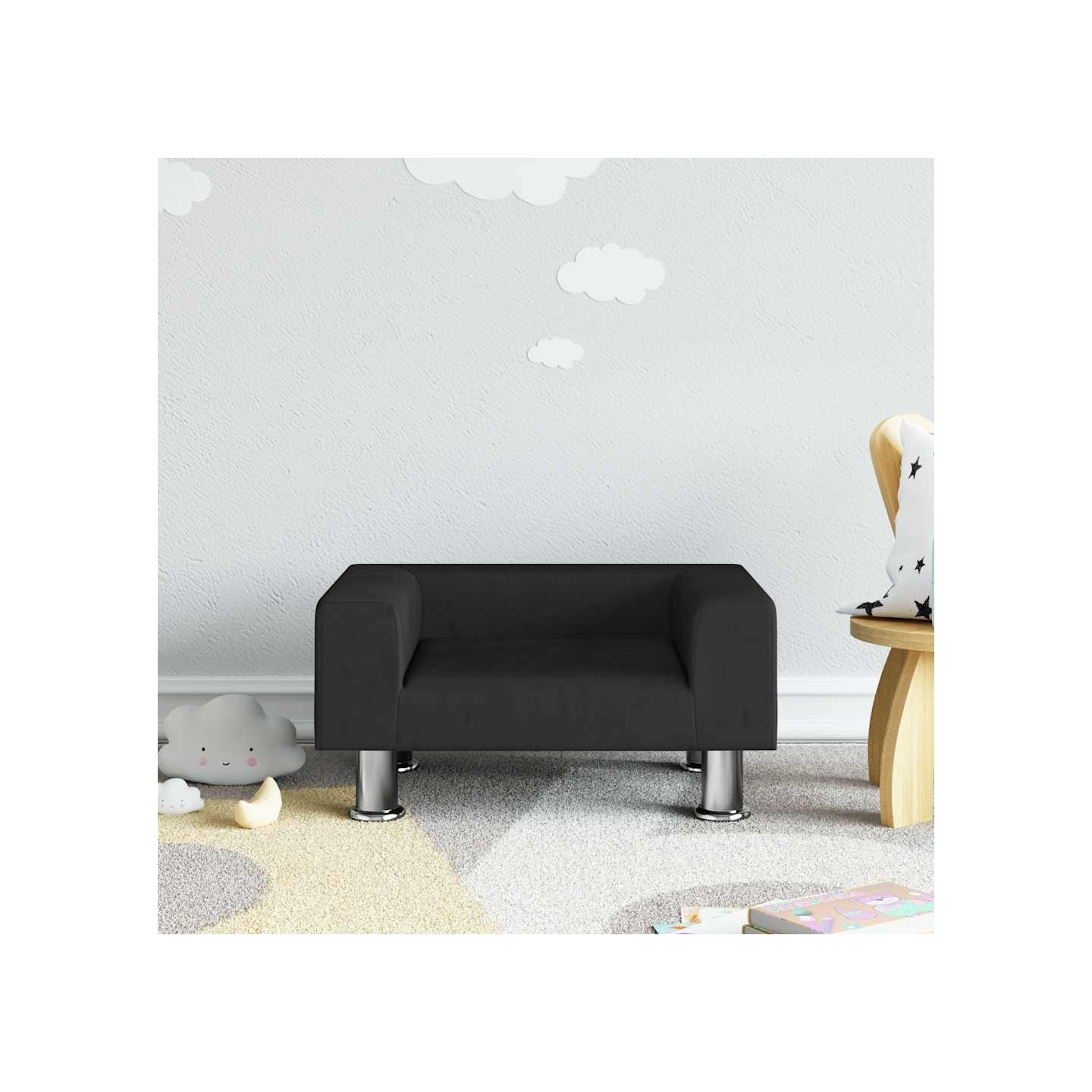 Canapé pour enfants noir 50x40x26,5 cm velours