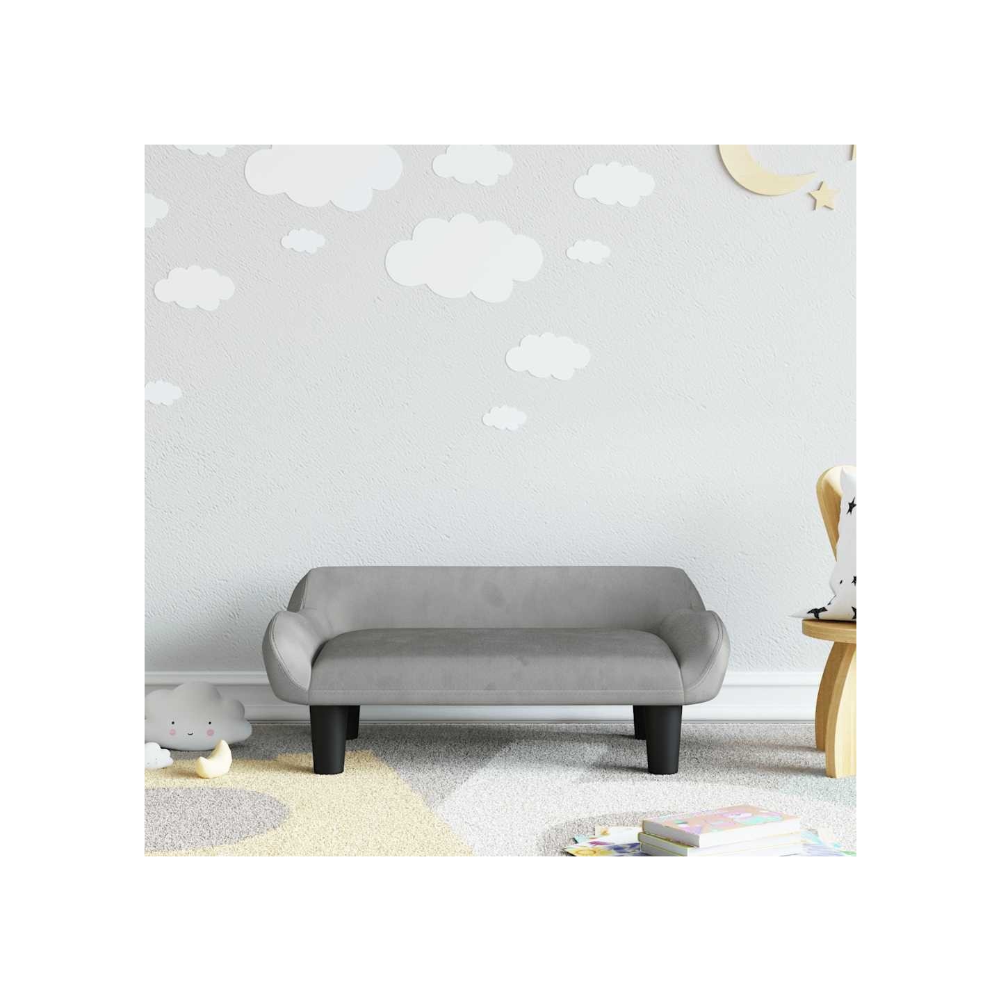 Canapé pour enfants gris clair 70x40x24 cm velours