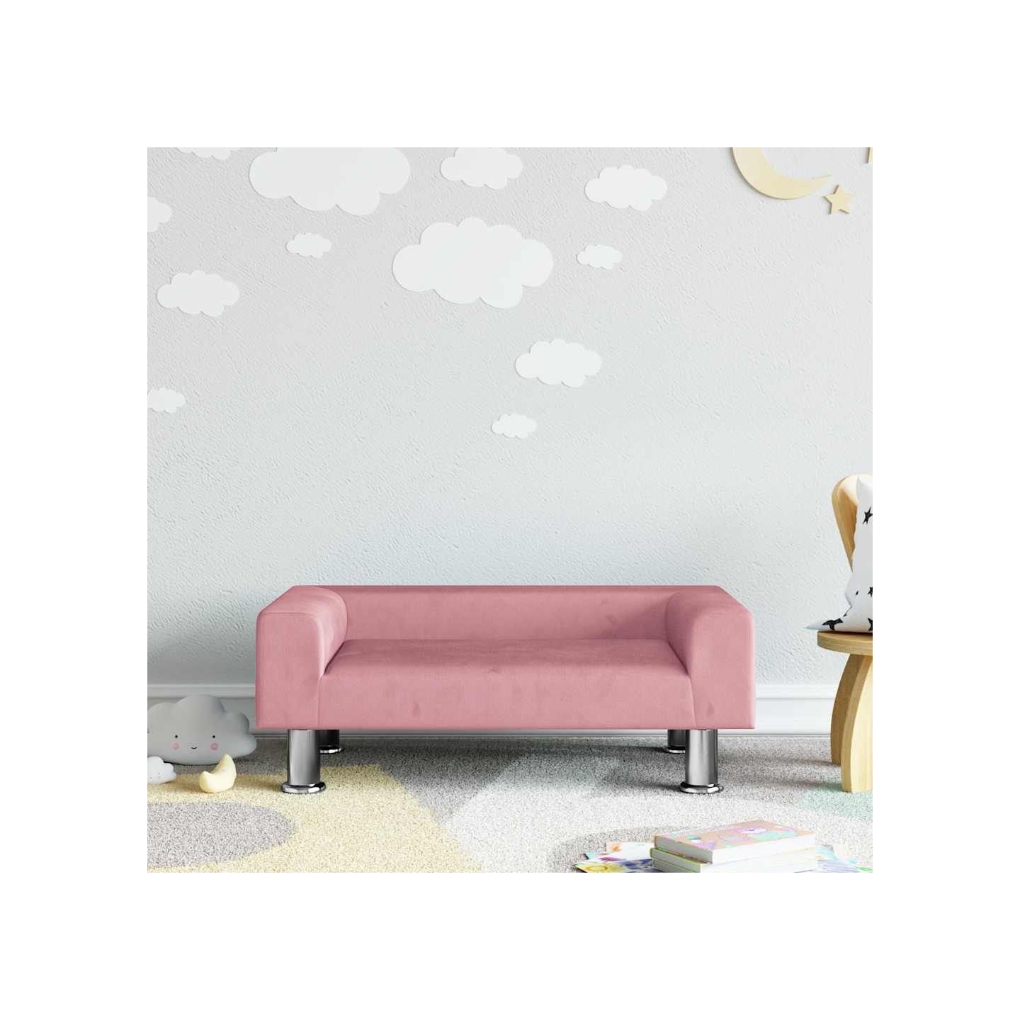 Canapé pour enfants rose 70x45x26,5 cm velours