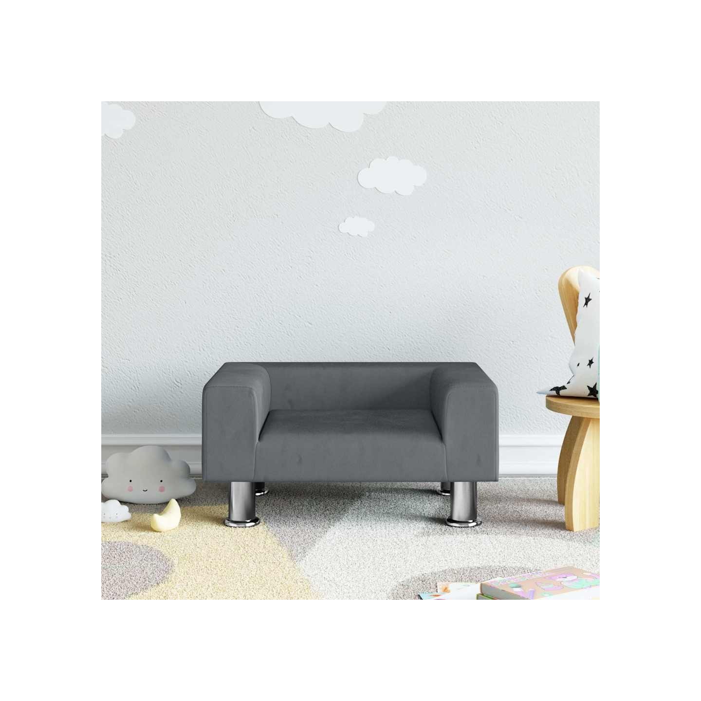 Canapé pour enfants gris foncé 50x40x26,5 cm velours
