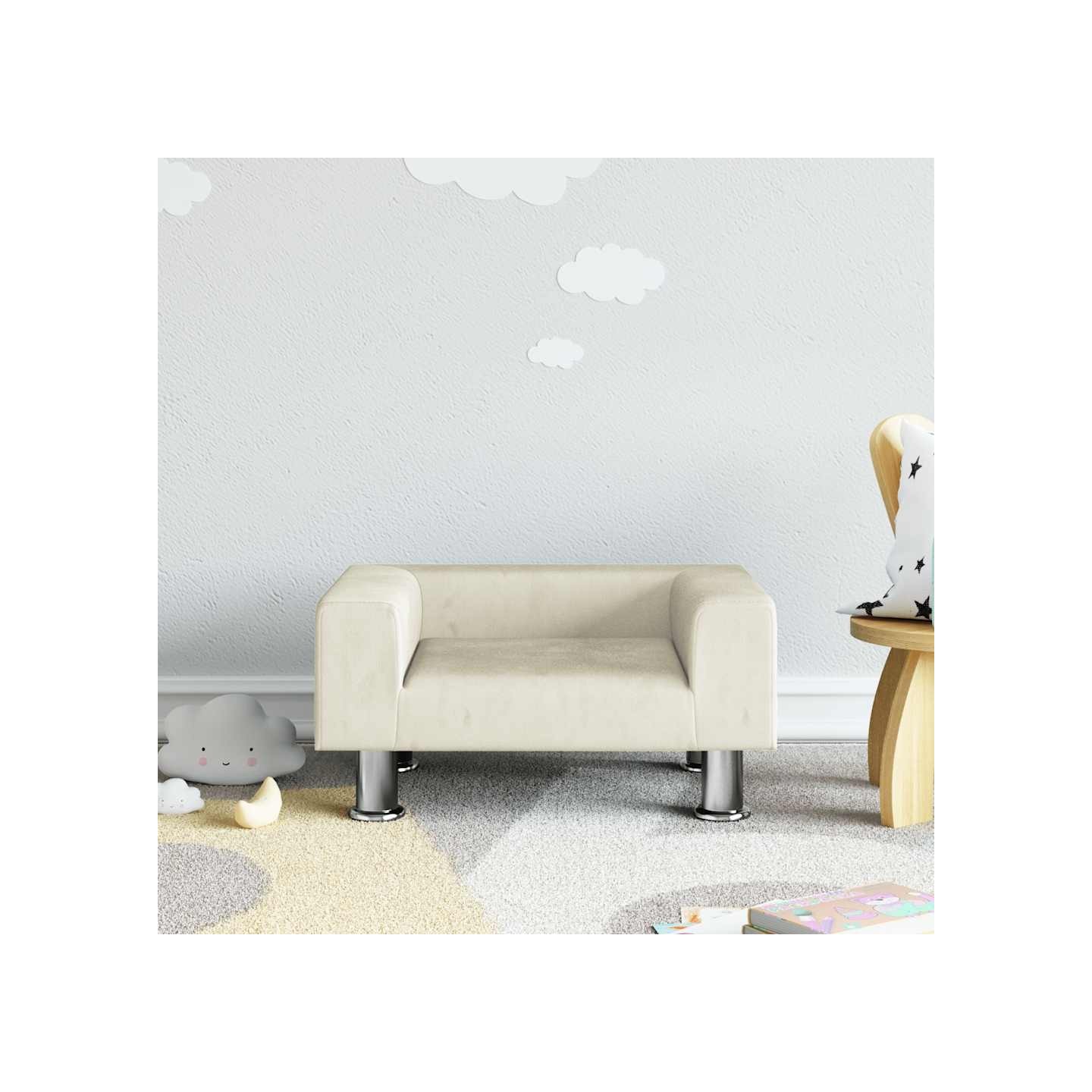 Canapé pour enfants crème 50x40x26,5 cm velours
