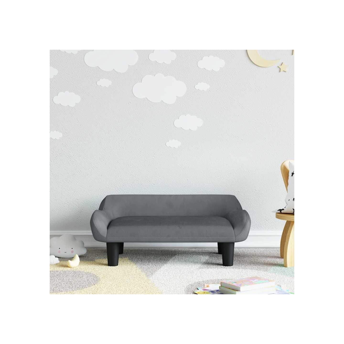 Canapé pour enfants gris foncé 70x40x24 cm velours