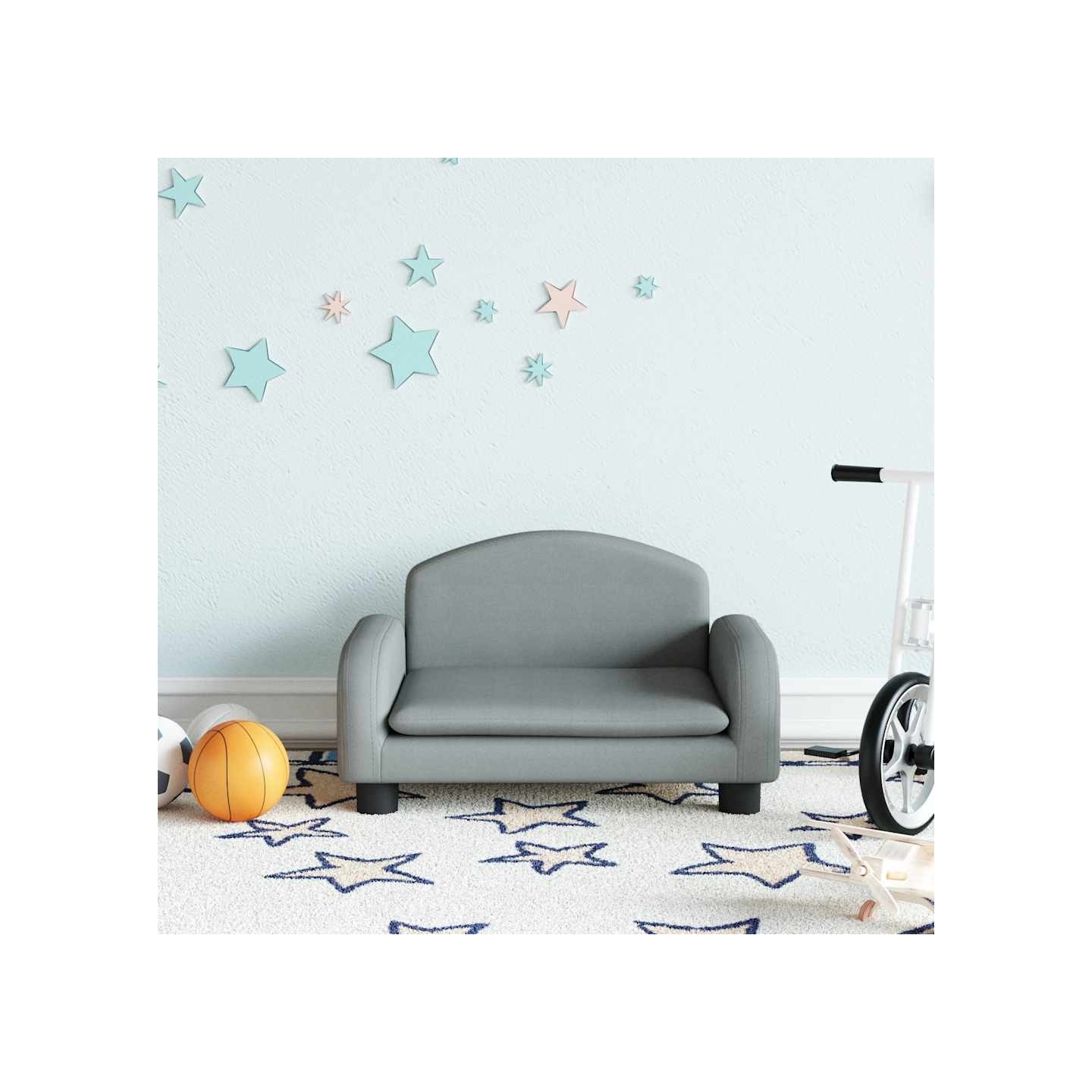 Canapé pour enfants gris clair 50x40x30 cm tissu