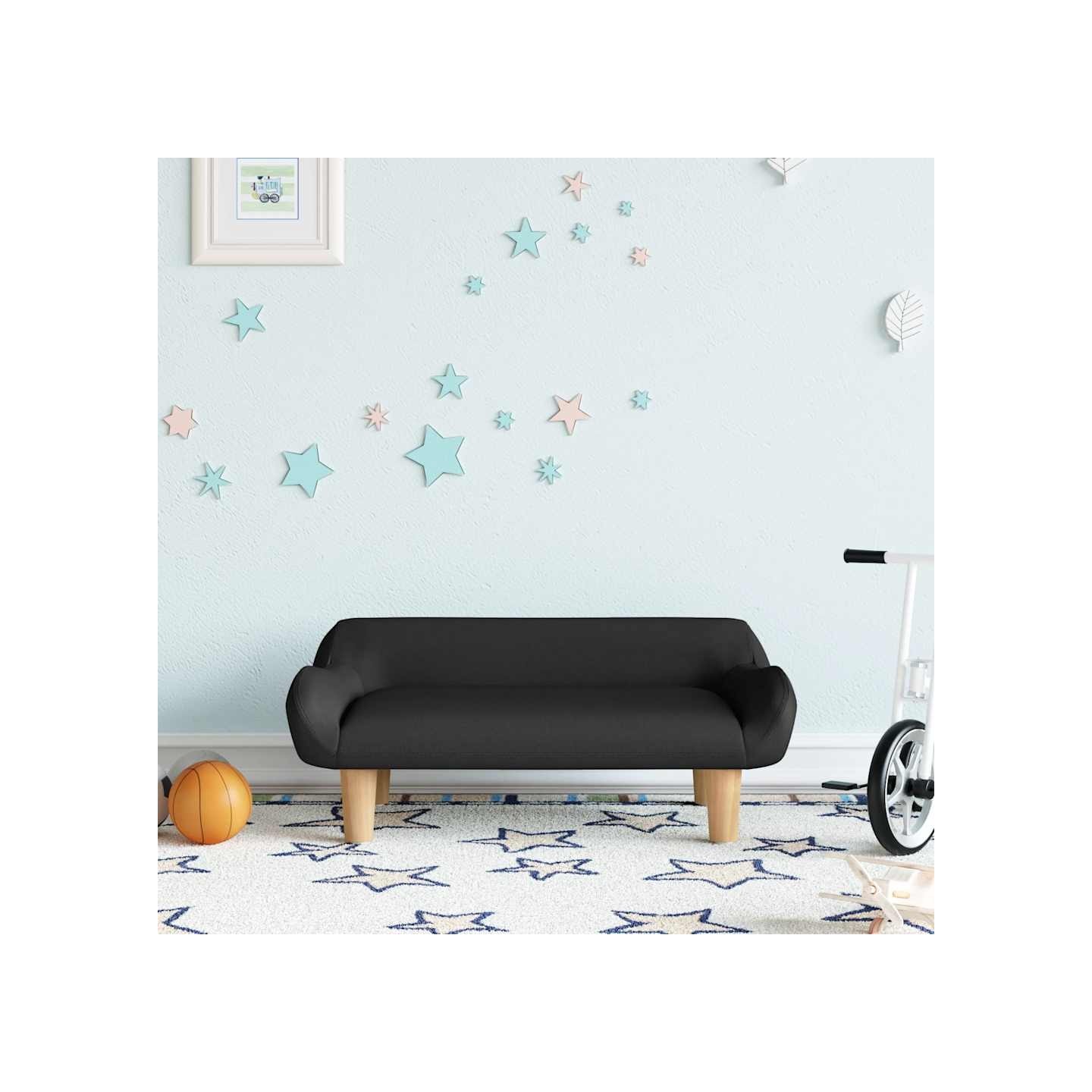 Canapé pour enfants noir 70x40x24 cm tissu