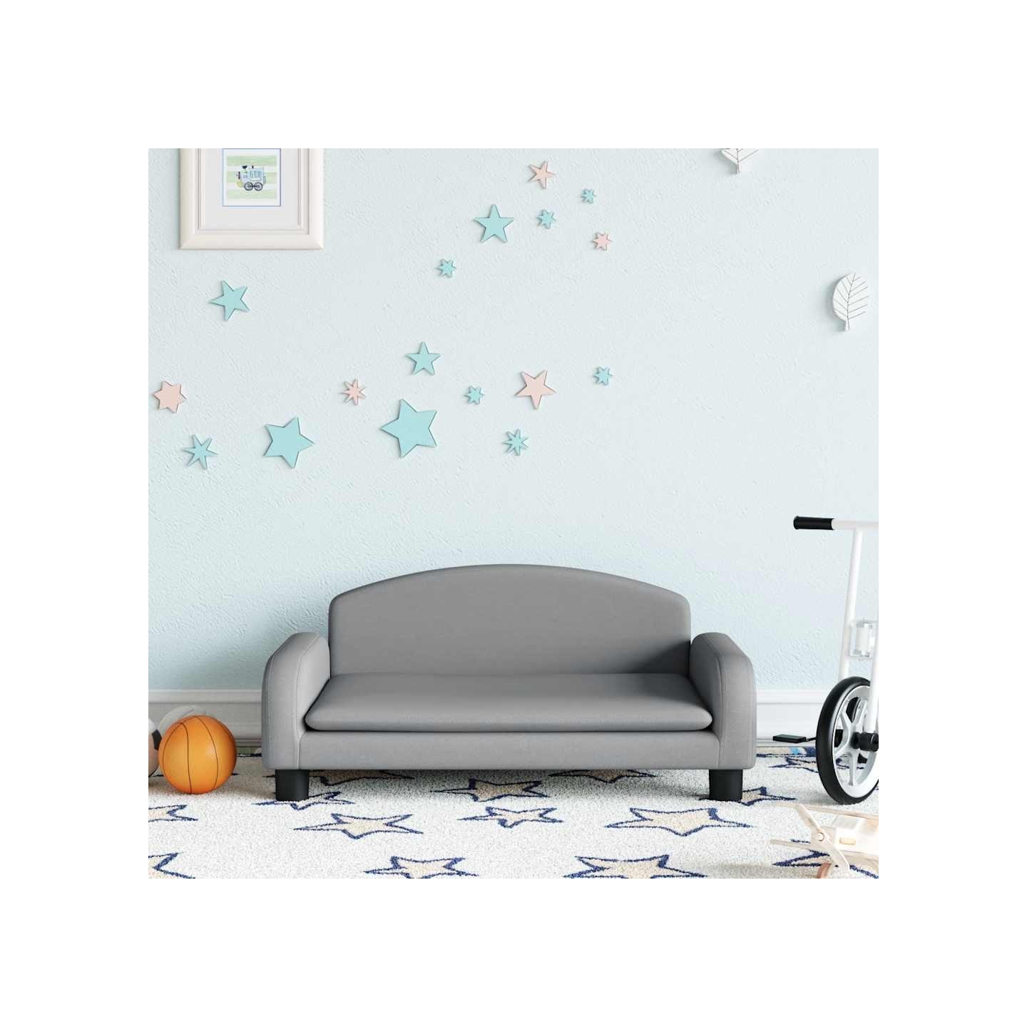 Canapé pour enfants gris clair 70x45x30 cm tissu