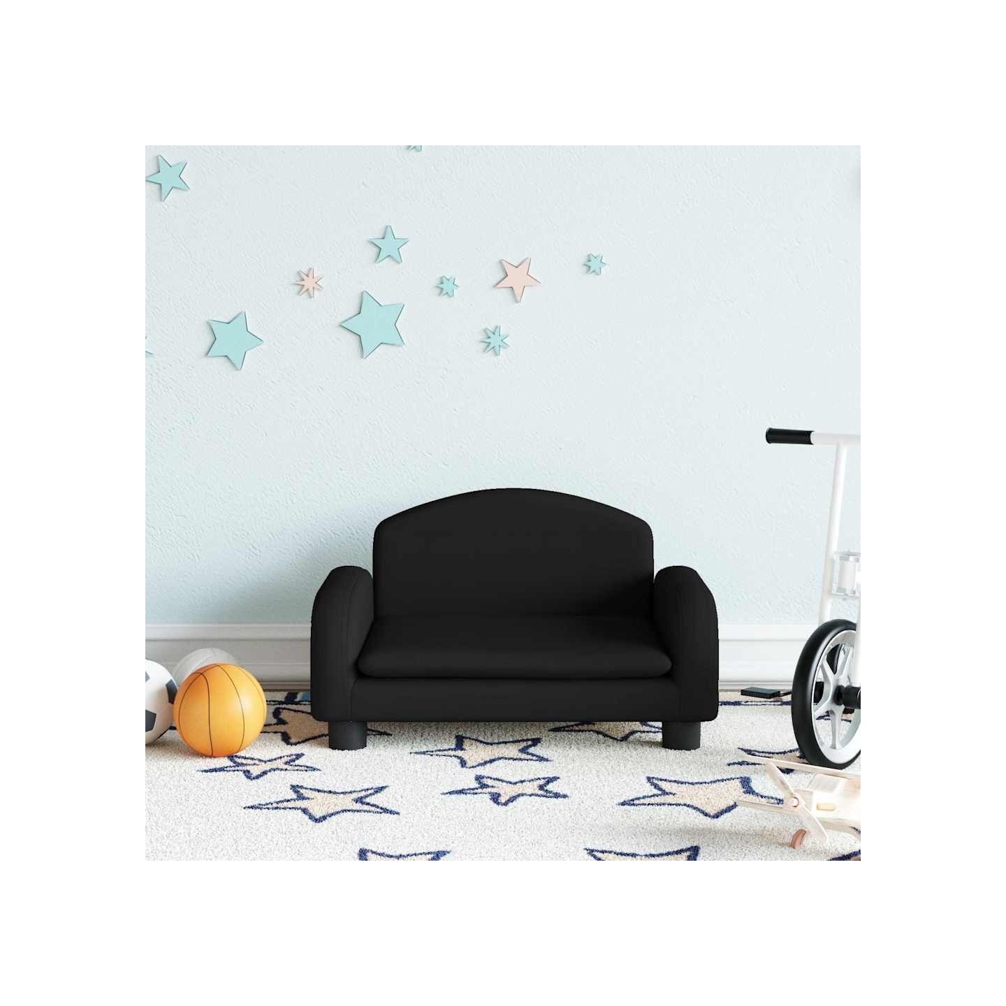 Canapé pour enfants noir 50x40x30 cm tissu