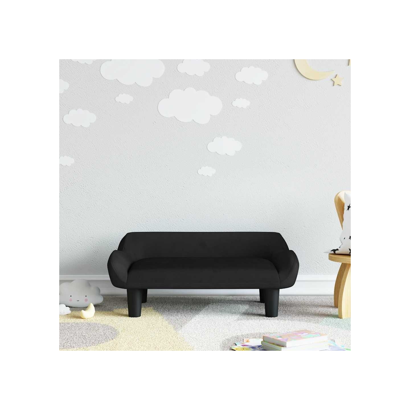 Canapé pour enfants noir 70x40x24 cm velours