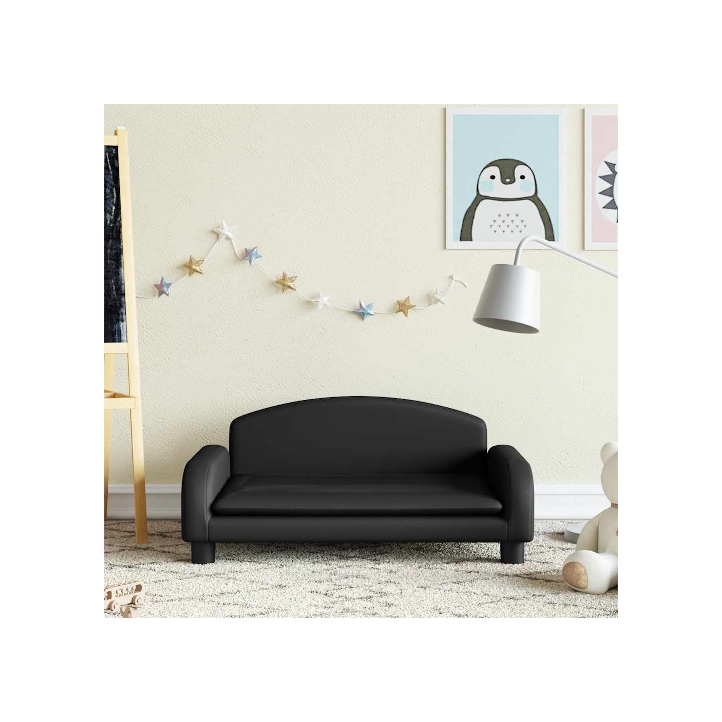 Canapé pour enfants noir 70x45x30 cm similicuir