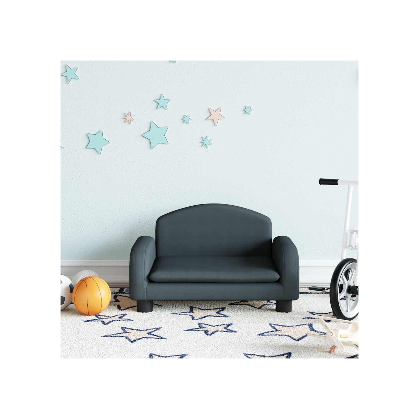 Canapé pour enfants gris foncé 50x40x30 cm tissu