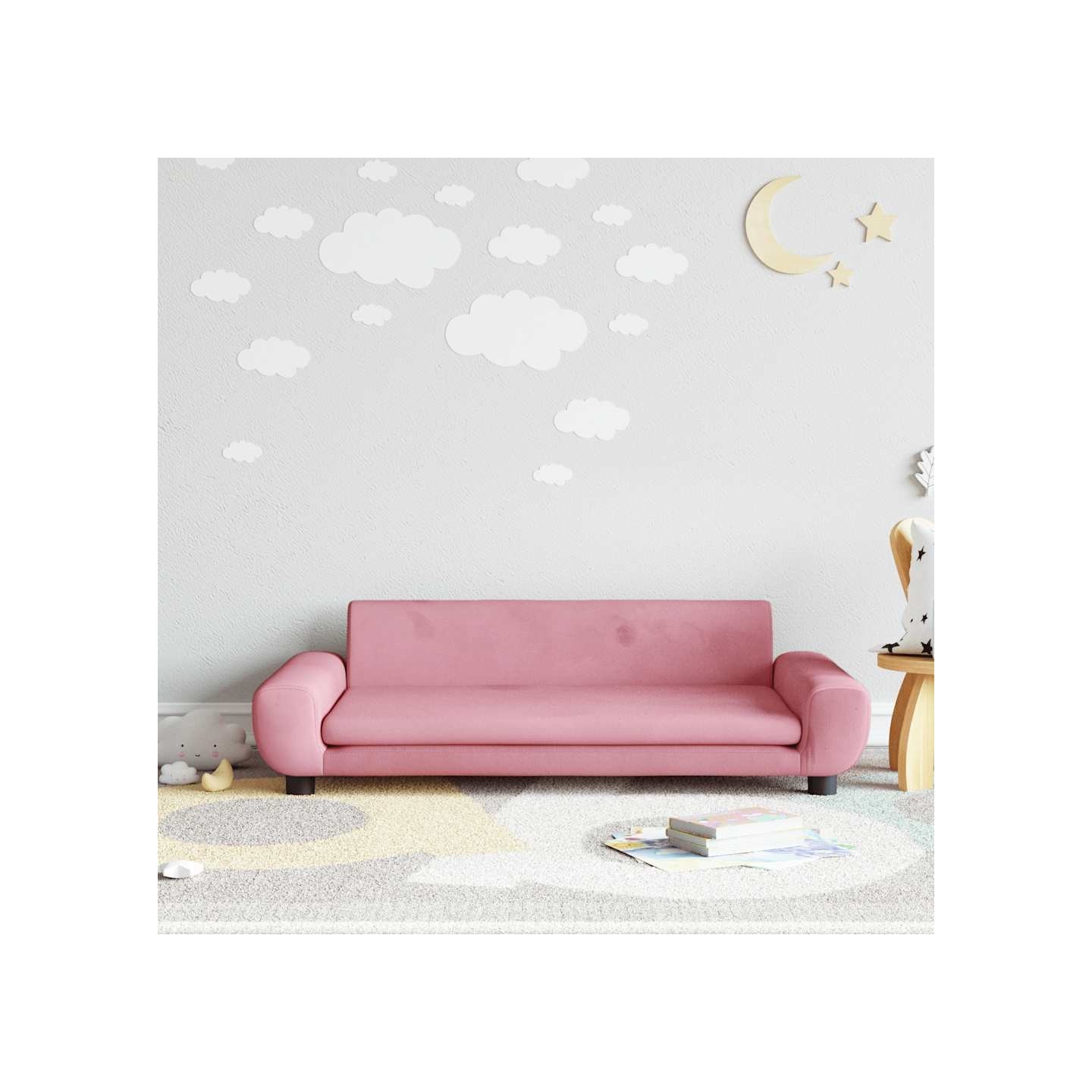 Canapé pour enfants rose 100x54x33 cm velours