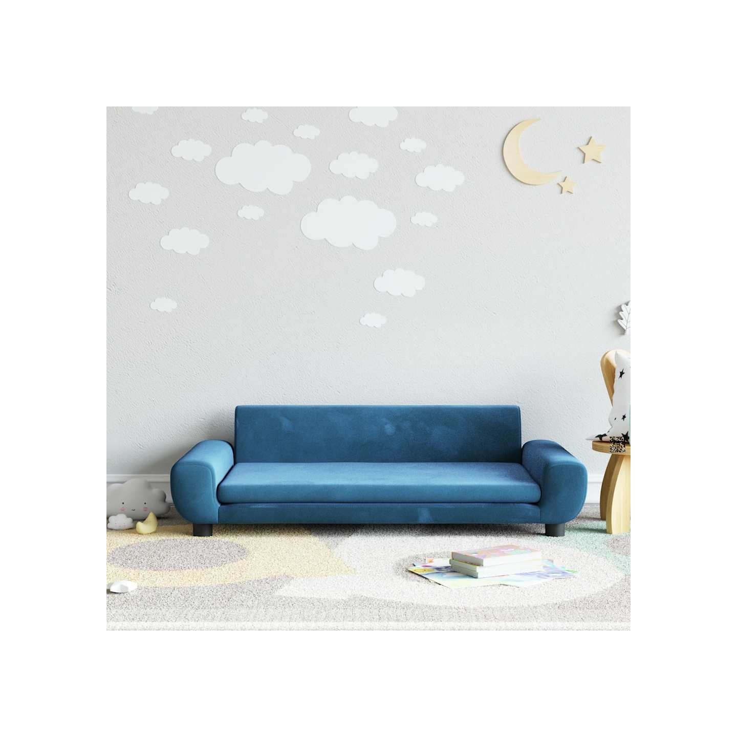 Canapé pour enfants bleu 100x54x33 cm velours