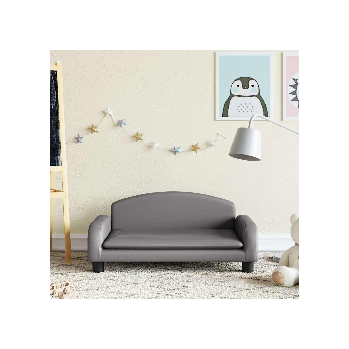 Canapé pour enfants gris 70x45x30 cm similicuir
