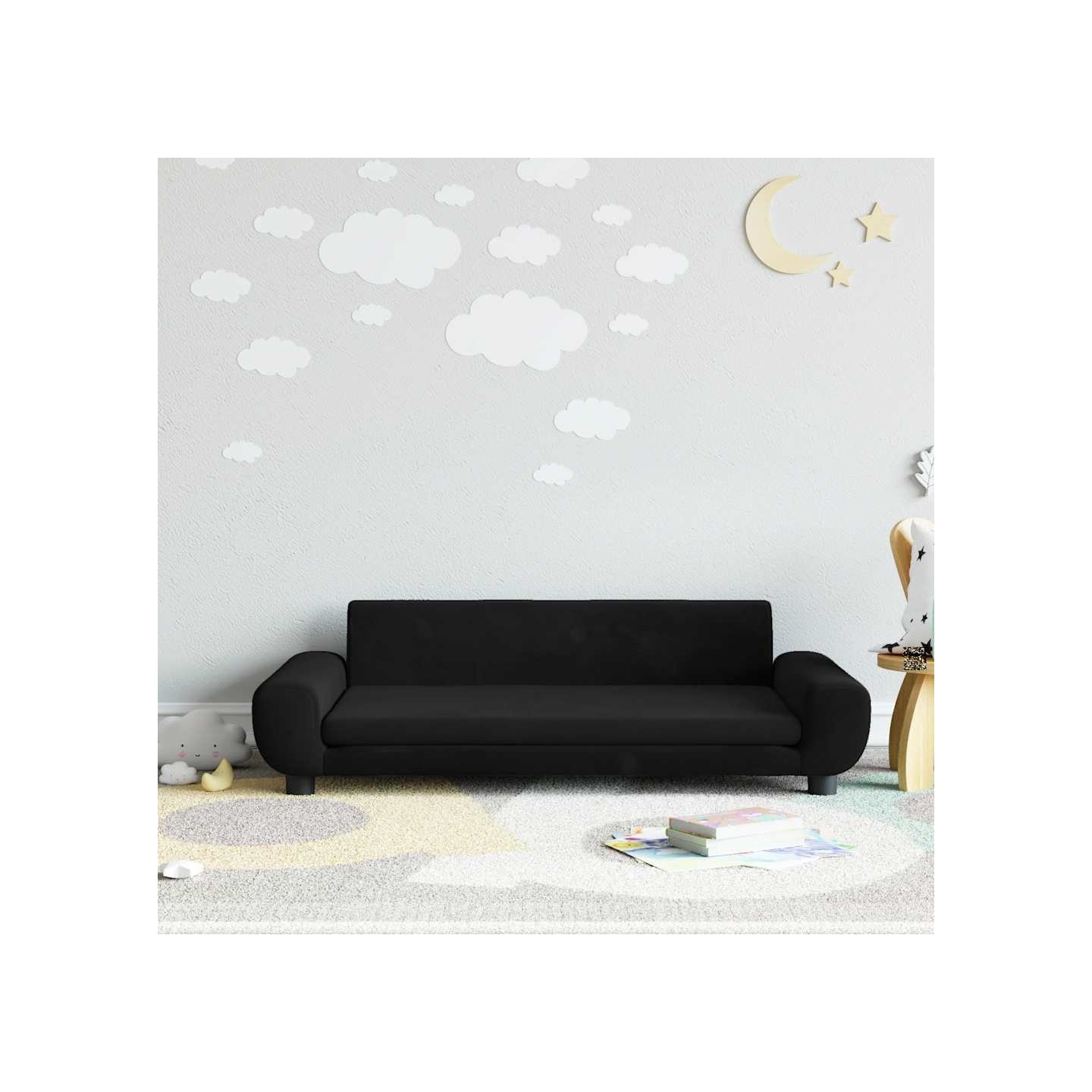 Canapé pour enfants noir 100x54x33 cm velours