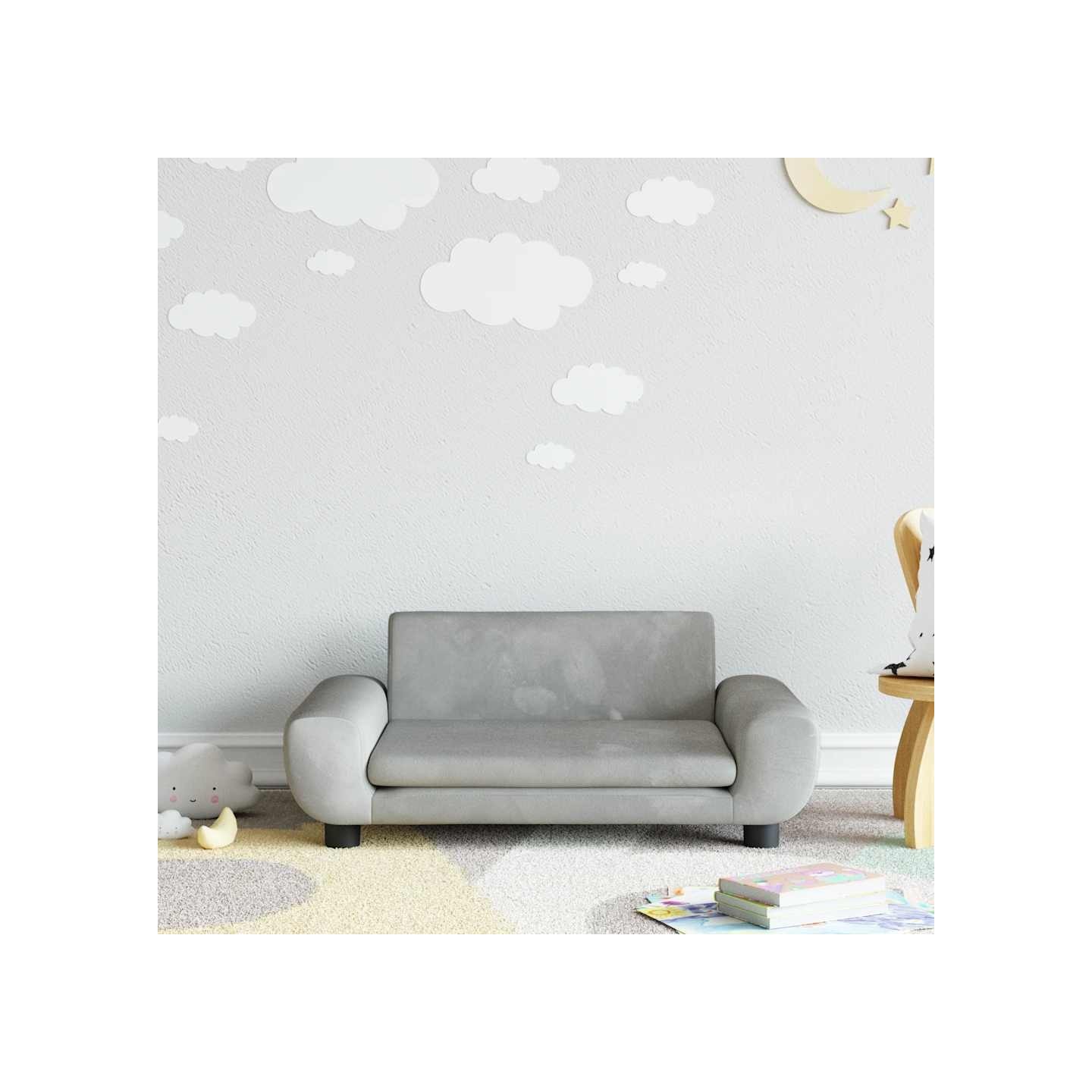 Canapé pour enfants gris clair 70x45x33 cm velours