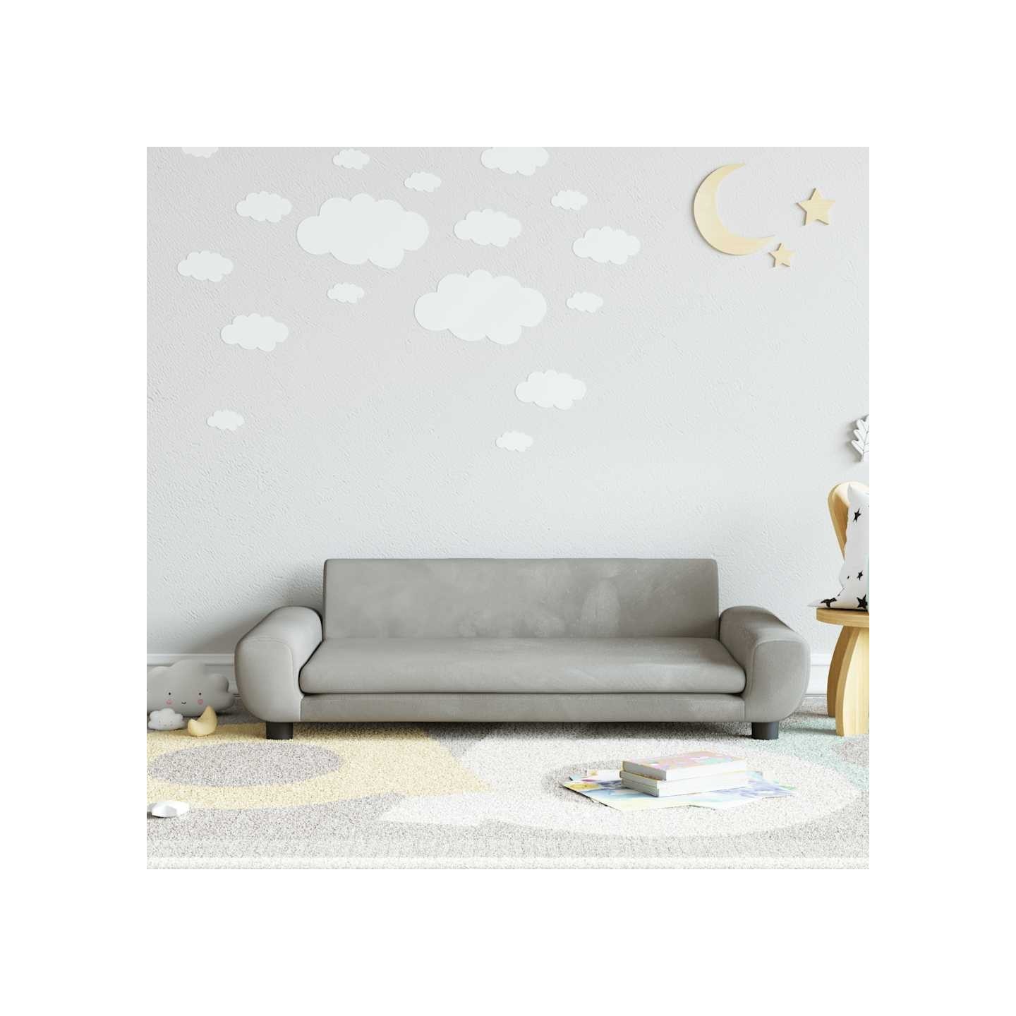 Canapé pour enfants gris clair 100x54x33 cm velours