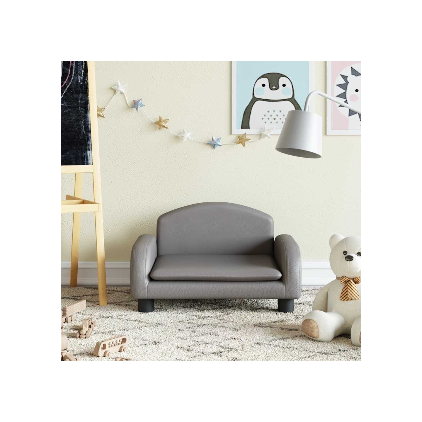 Canapé pour enfants gris 50x40x30 cm similicuir