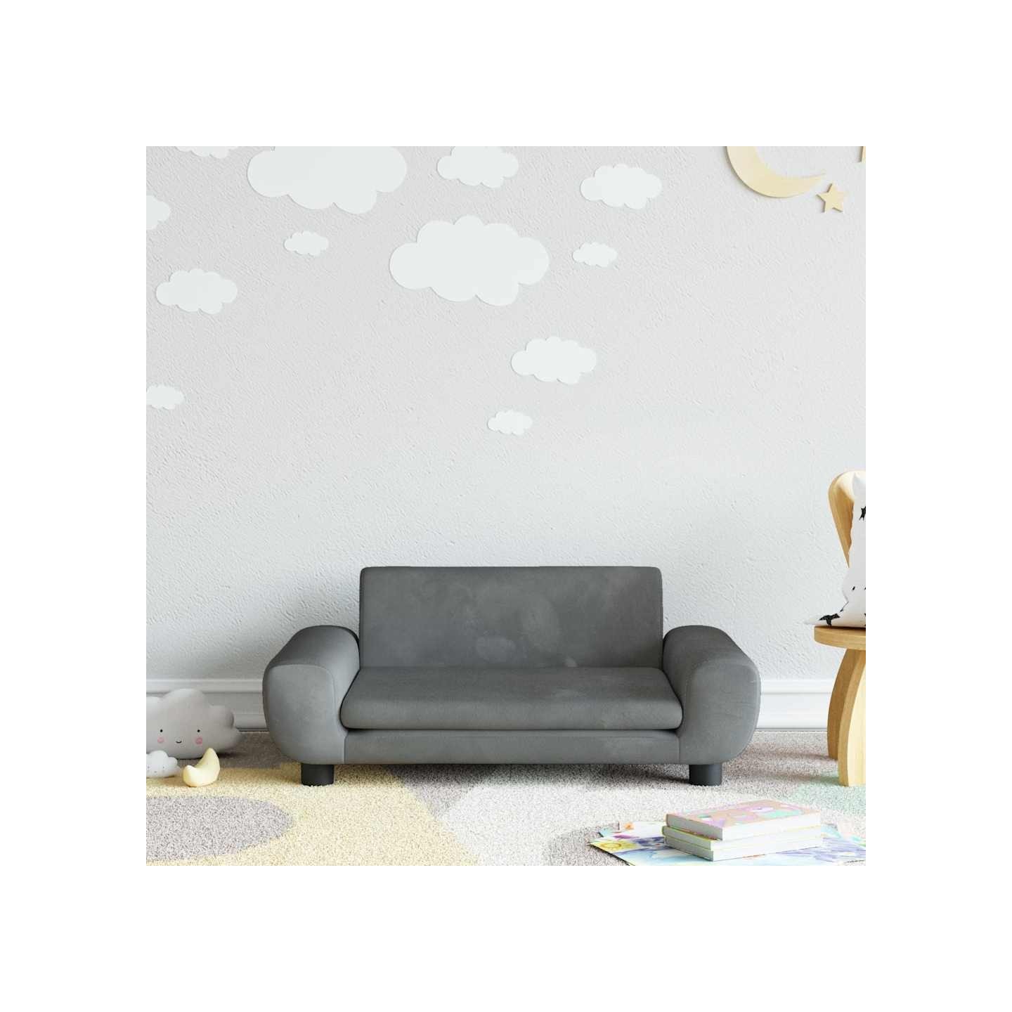 Canapé pour enfants gris foncé 70x45x33 cm velours