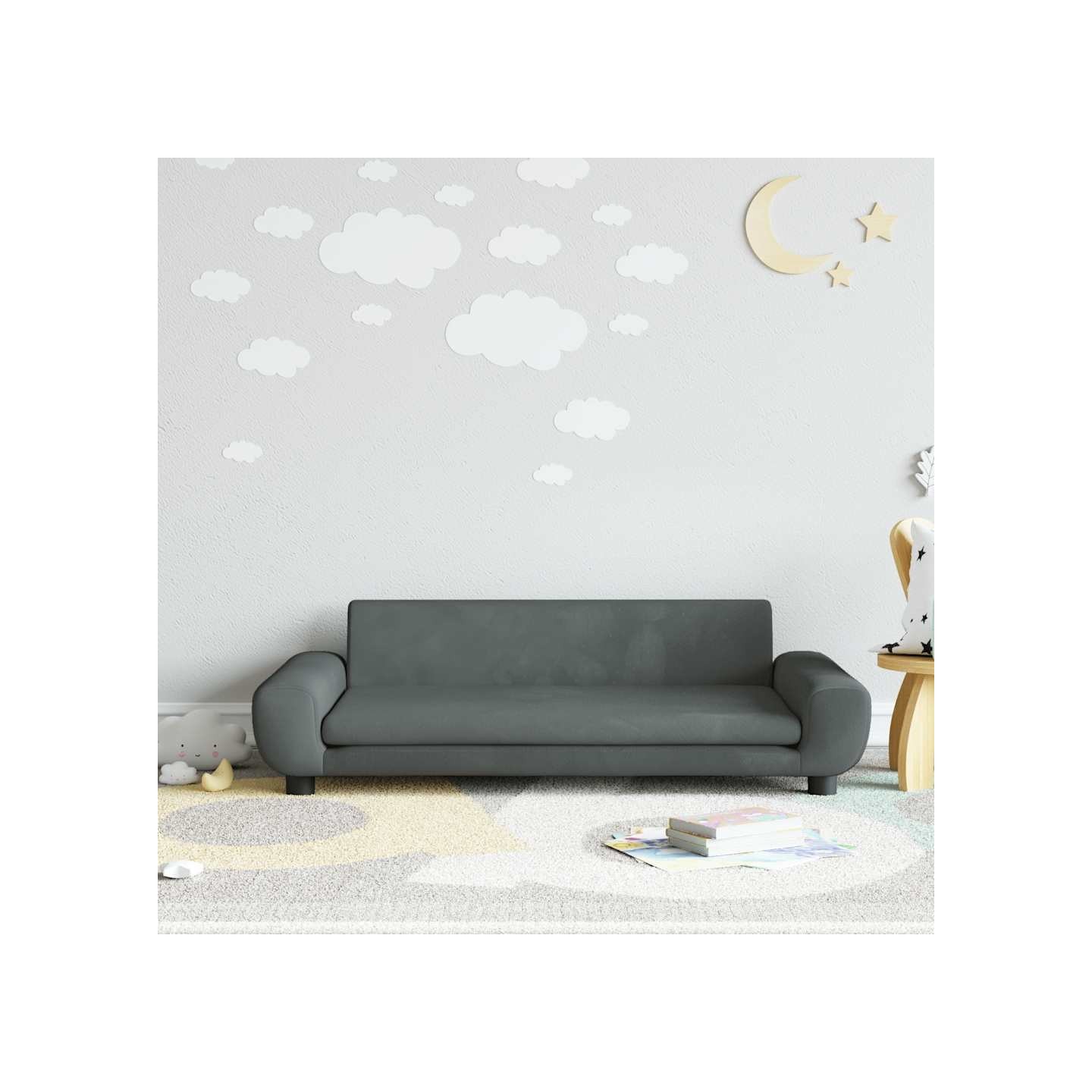 Canapé pour enfants gris foncé 100x54x33 cm velours