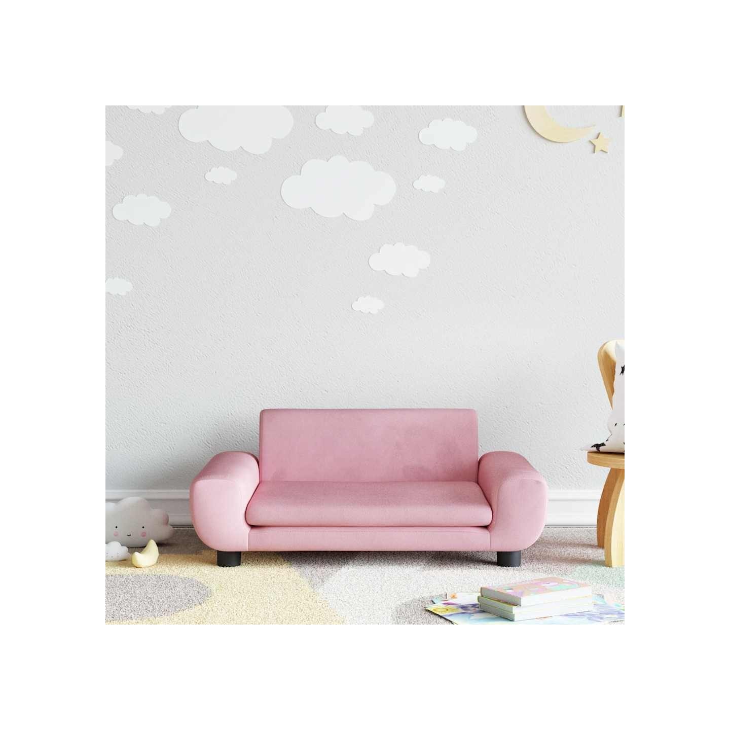 Canapé pour enfants rose 70x45x33 cm velours