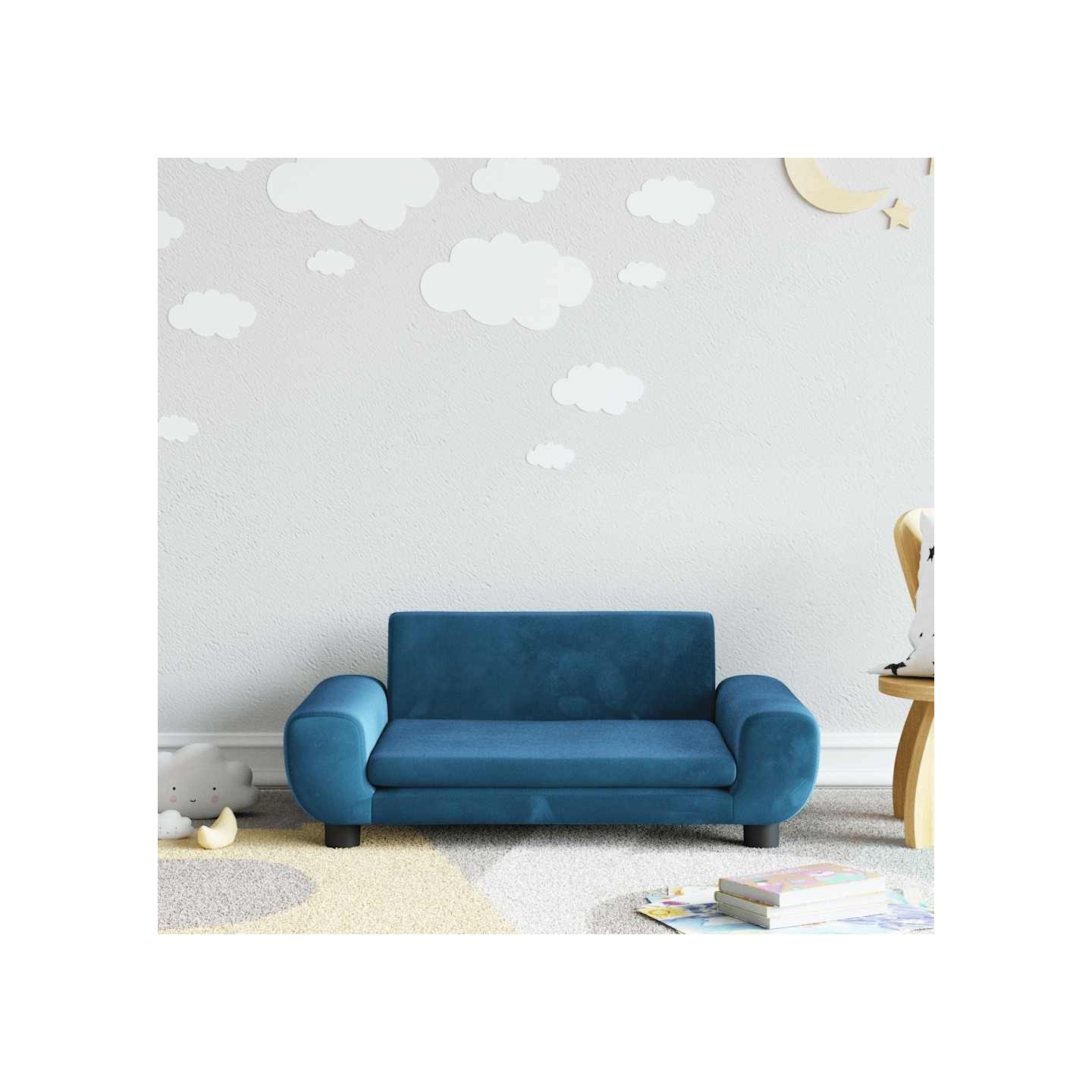 Canapé pour enfants bleu 70x45x33 cm velours