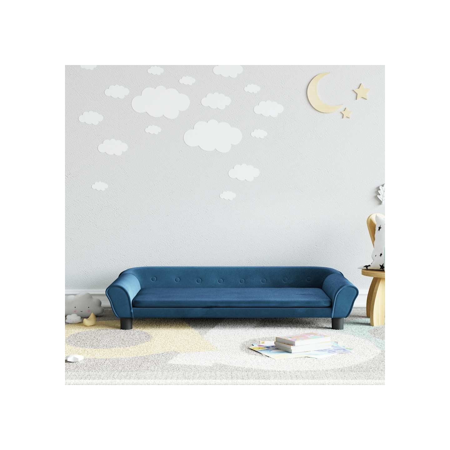 Canapé pour enfants bleu 100x50x26 cm velours