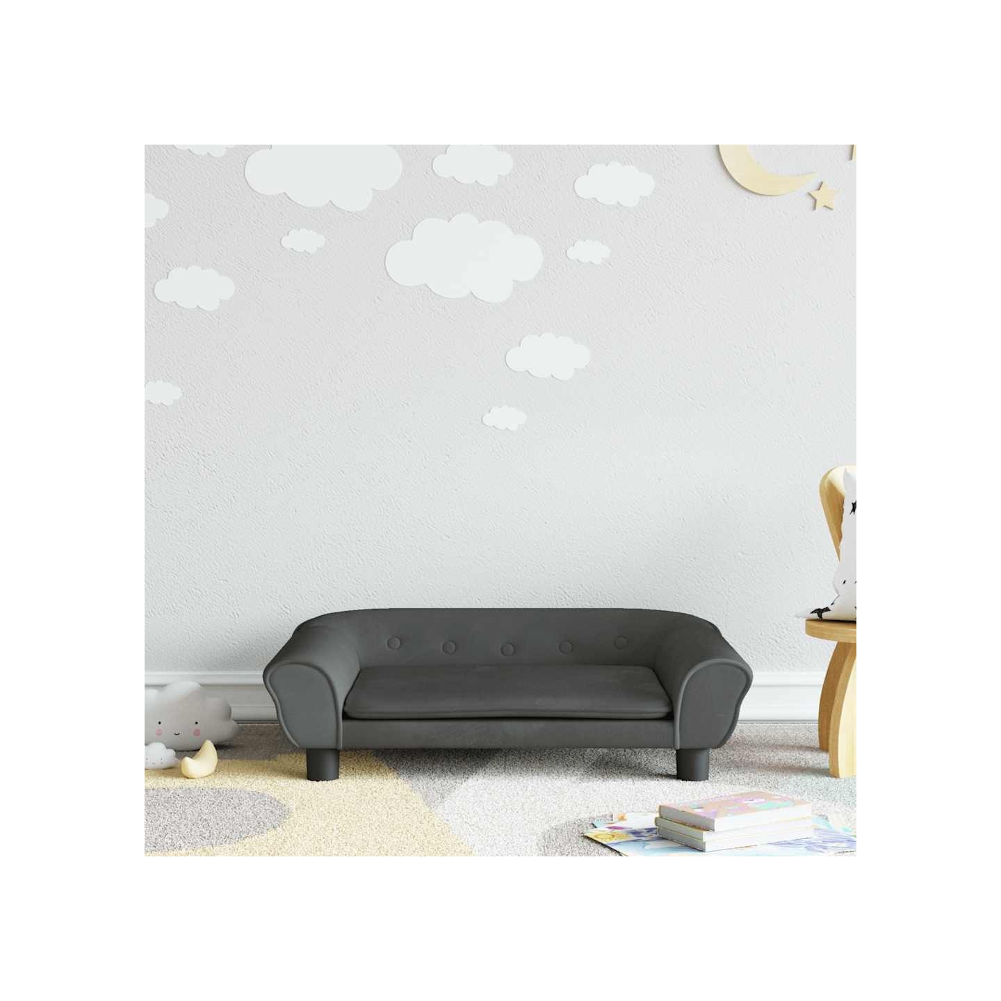 Canapé pour enfants gris foncé 70x45x26 cm velours