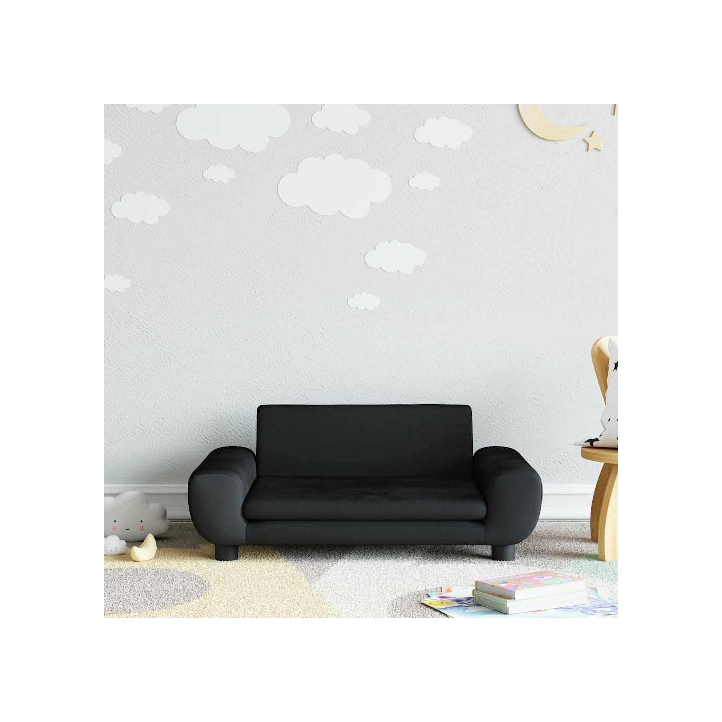 Canapé pour enfants noir 70x45x33 cm velours