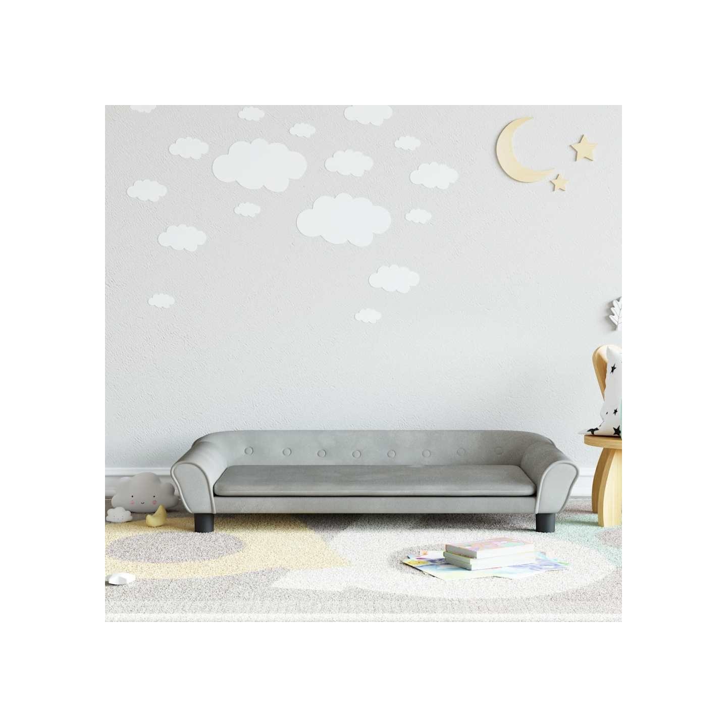 Canapé pour enfants gris clair 100x50x26 cm velours
