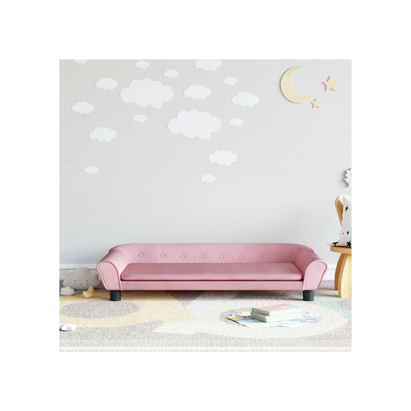 Canapé pour enfants rose 100x50x26 cm velours