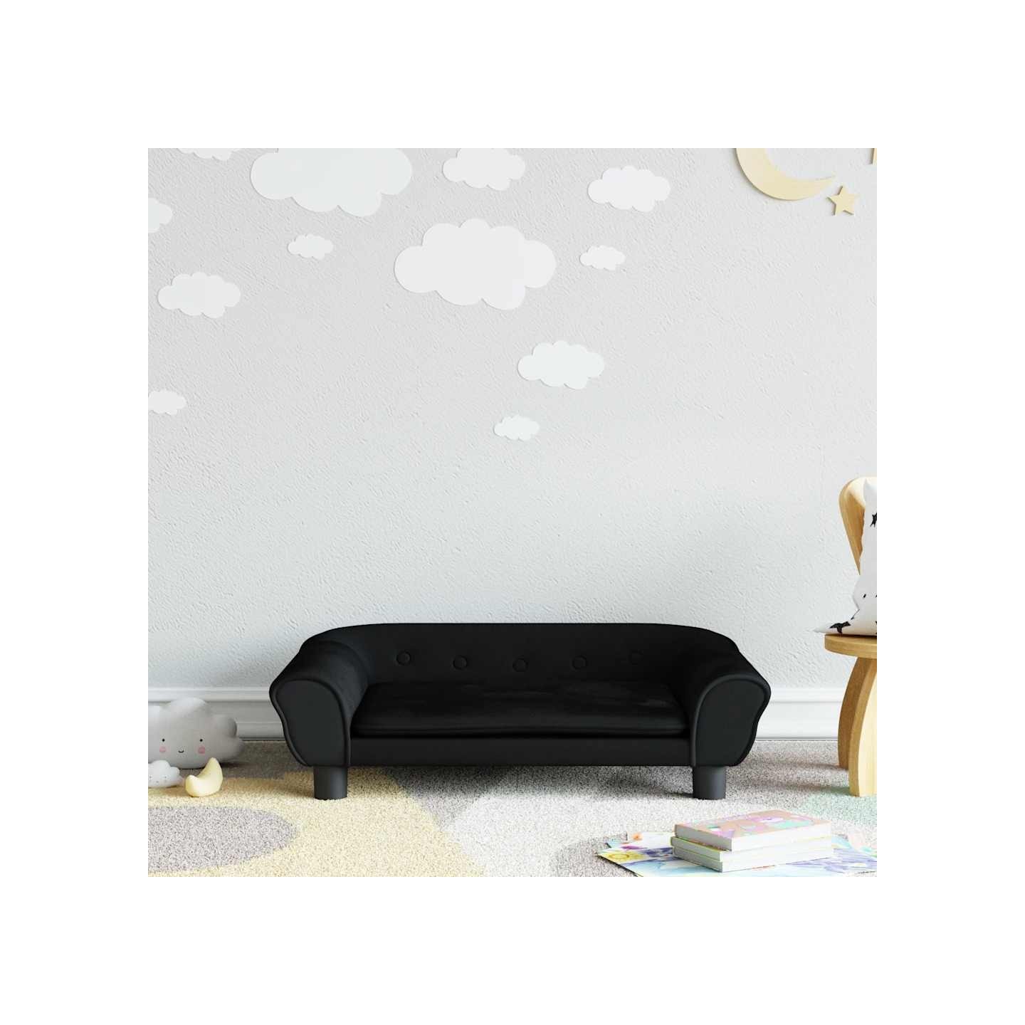 Canapé pour enfants noir 70x45x26 cm velours
