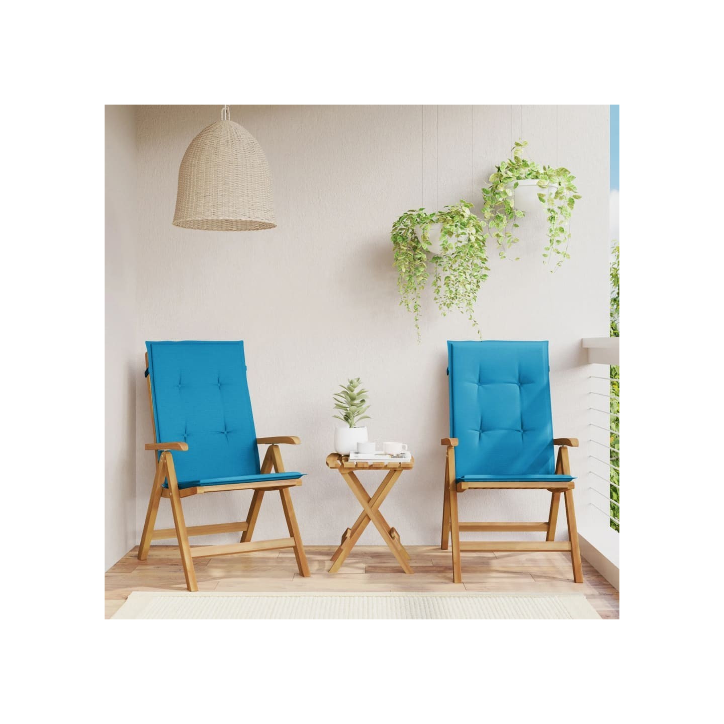 Fauteuils pliants inclinables avec coussins 2 pcs teck massif
