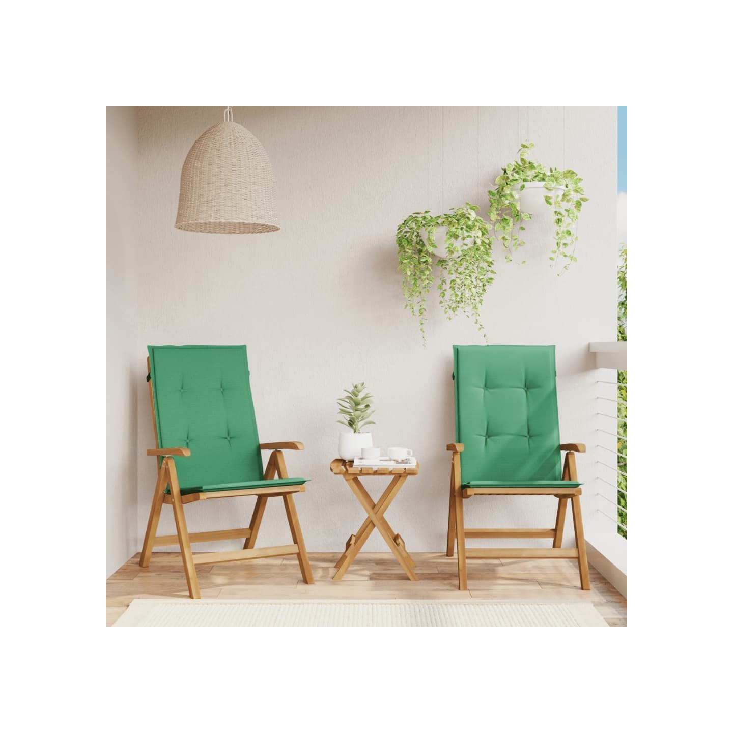 Fauteuils pliants inclinables avec coussins 2 pcs teck massif