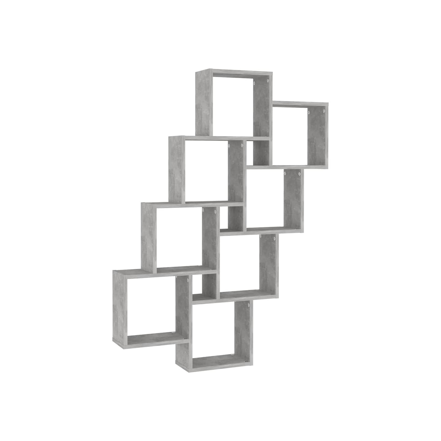 Étagère murale cube Gris béton 90x15x119 cm Bois d’ingénierie