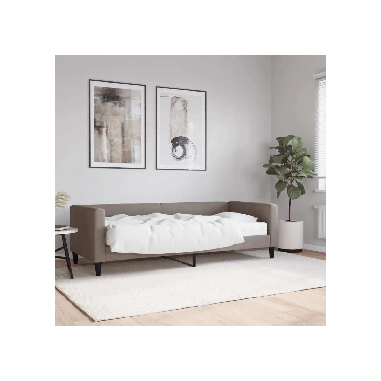 Lit de jour avec matelas taupe 80x200 cm tissu
